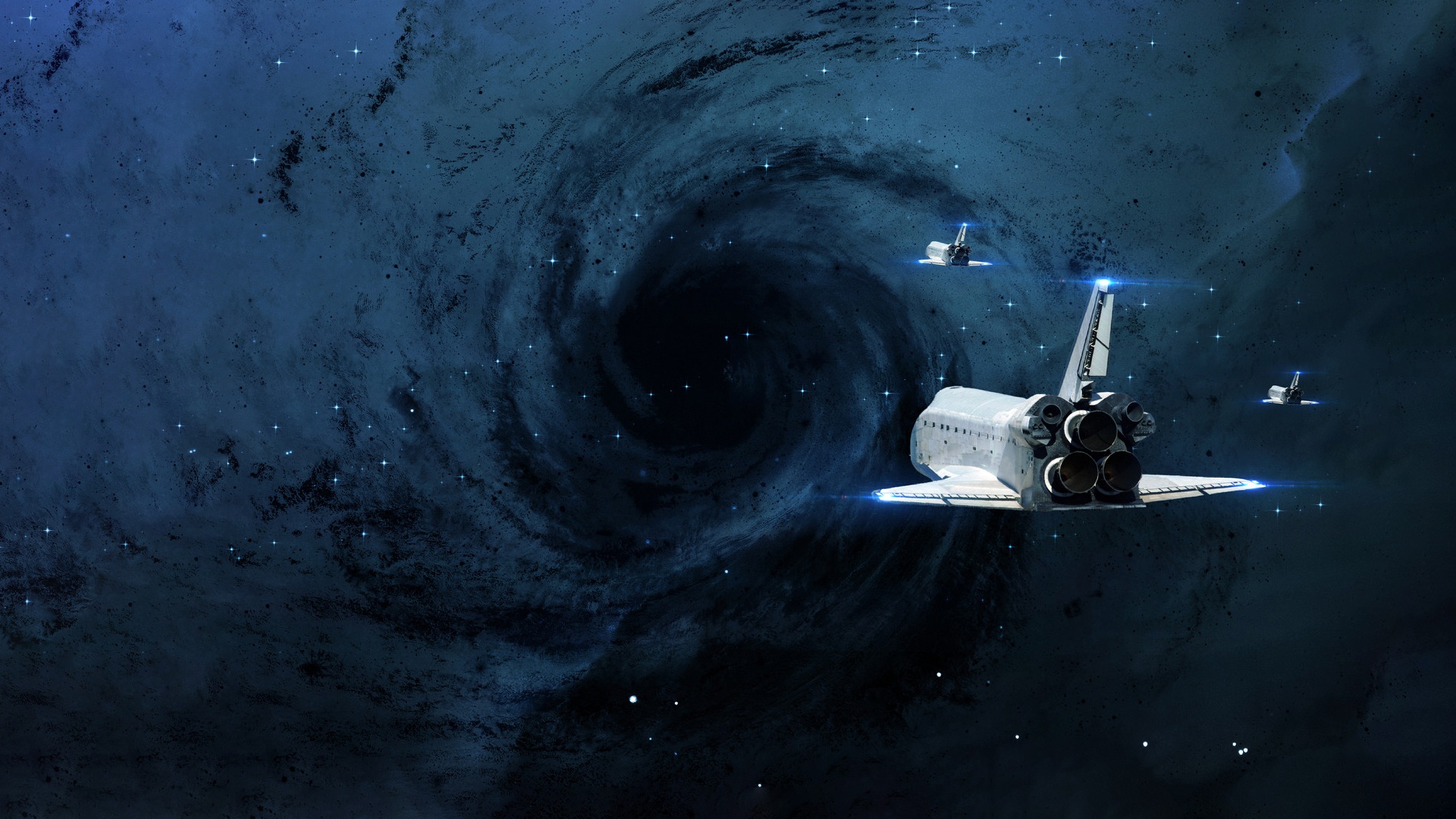 Space Shuttles near a Black Hole HD Wallpaper