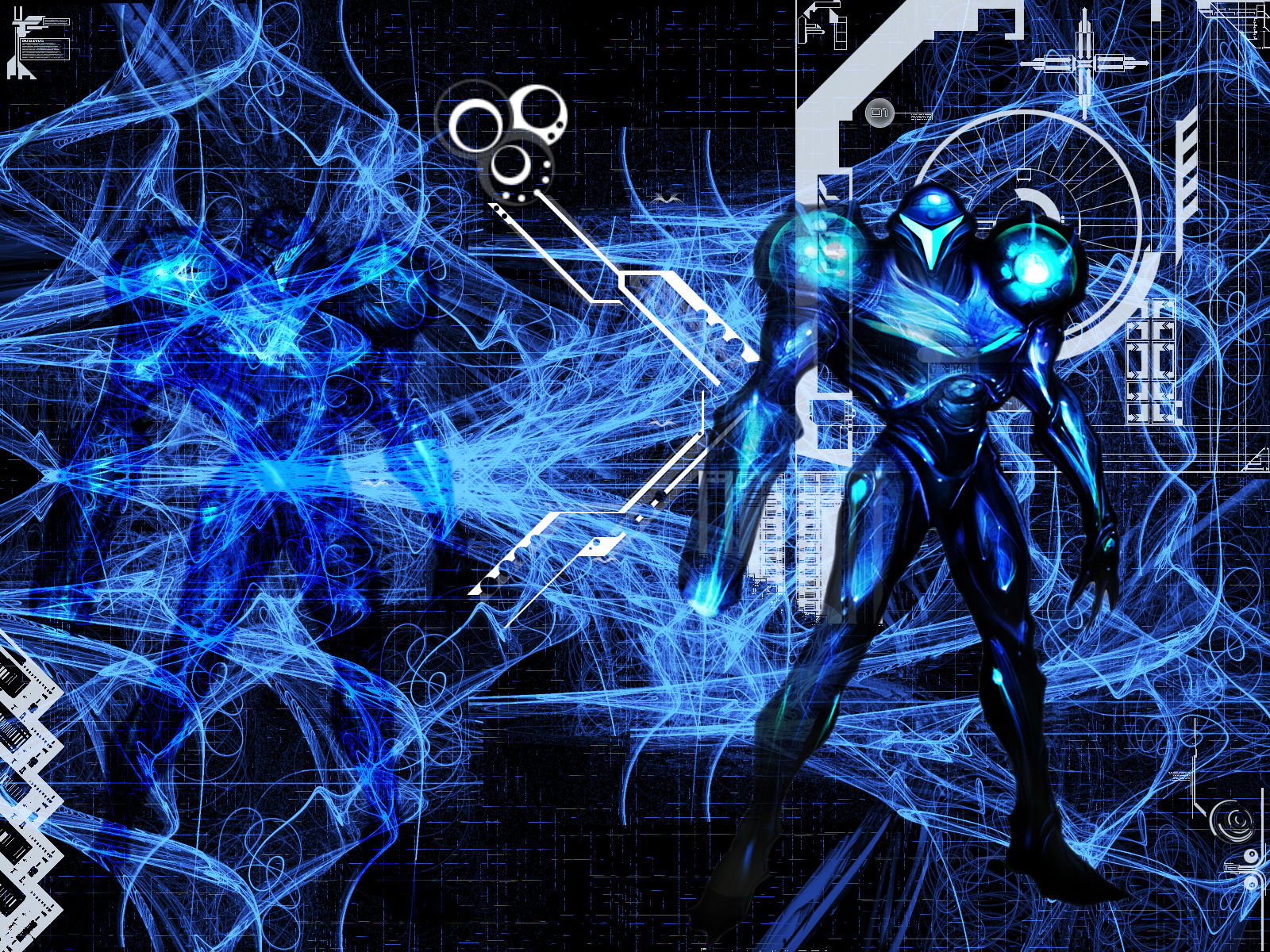 Samus Aran from Metroid in a futuristic blue suit HD Wallpaper