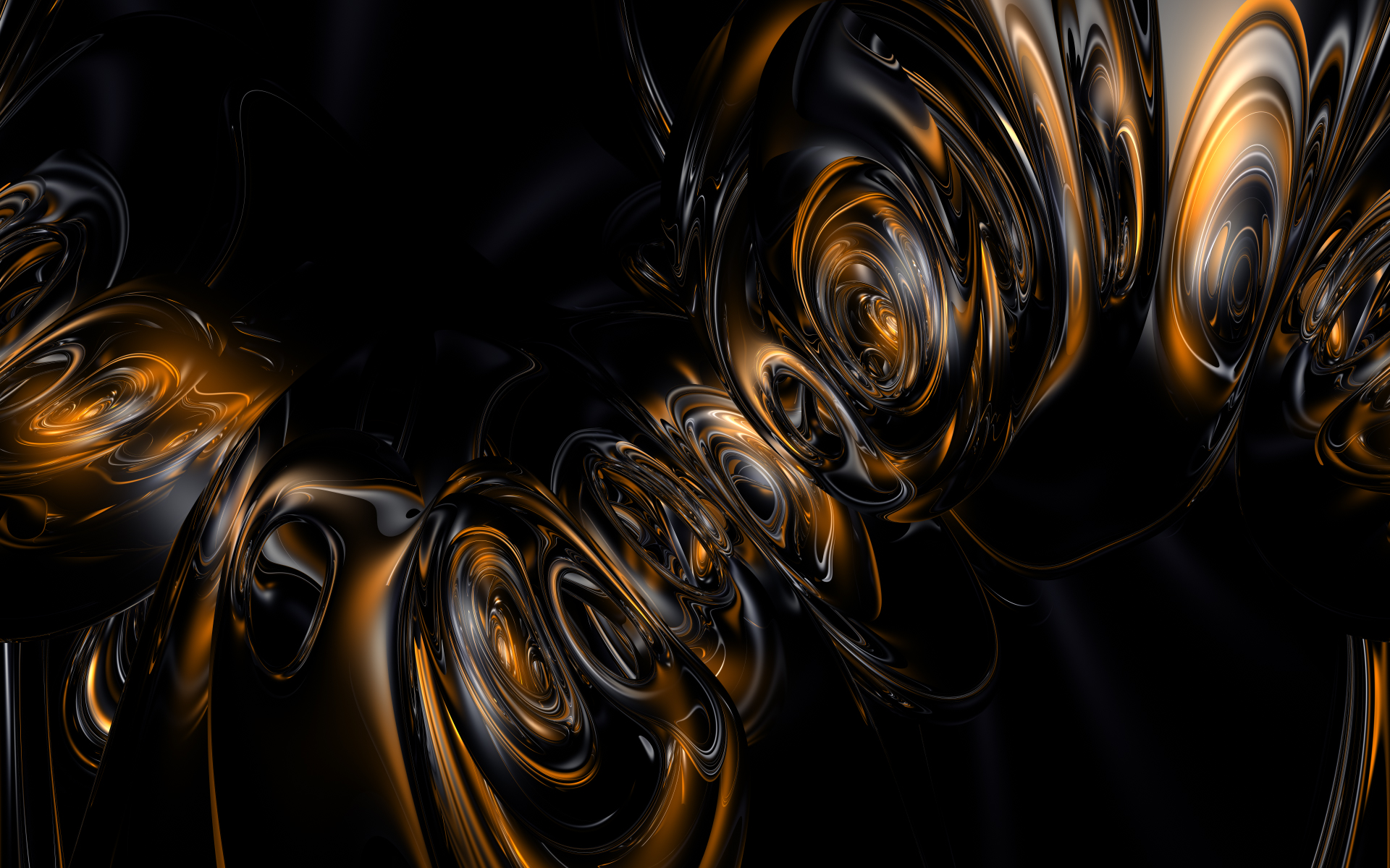 Abstract black and orange swirling shapes HD Wallpaper