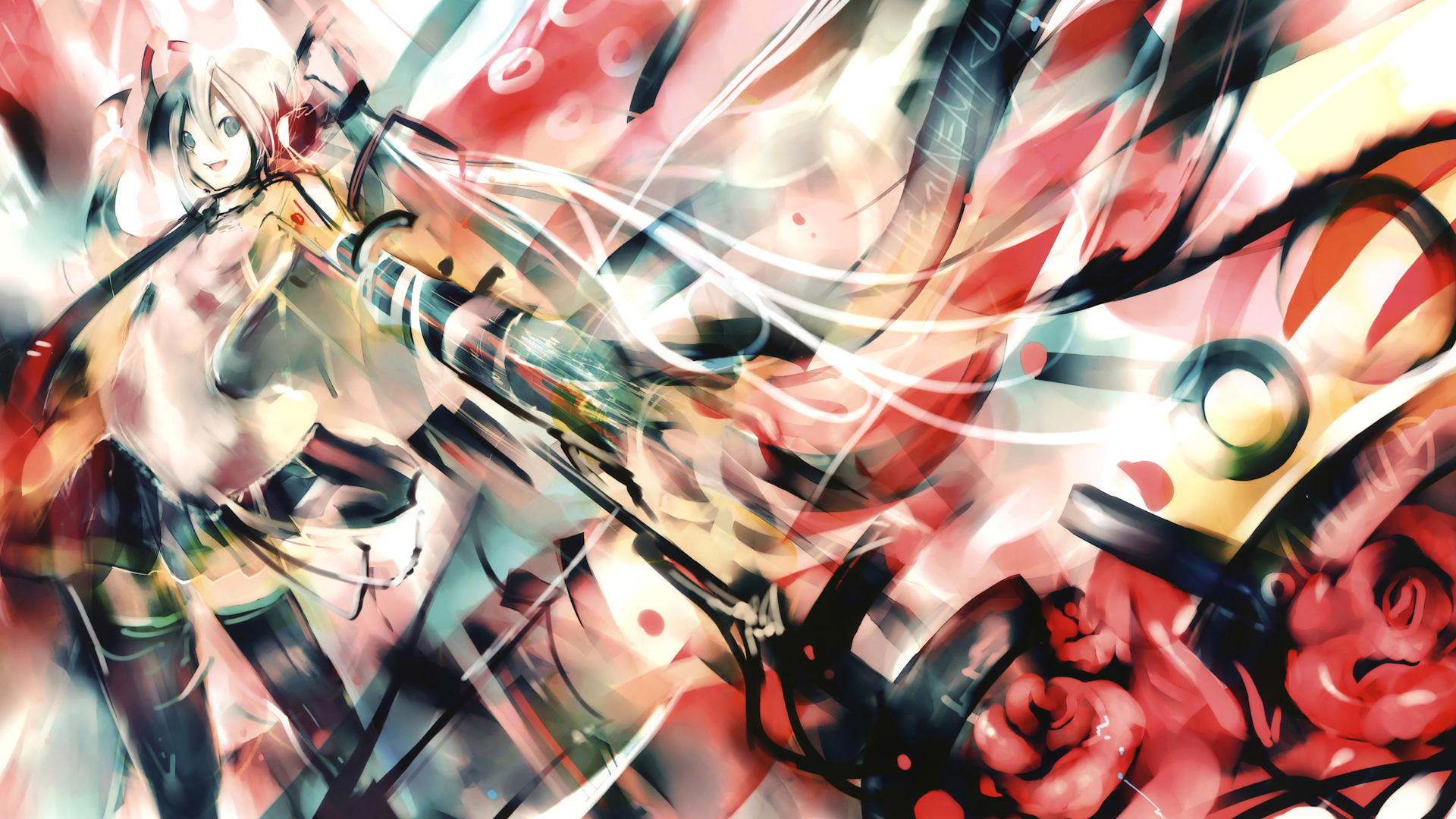 Hatsune Miku from Vocaloid by Kei Illustration HD Wallpaper