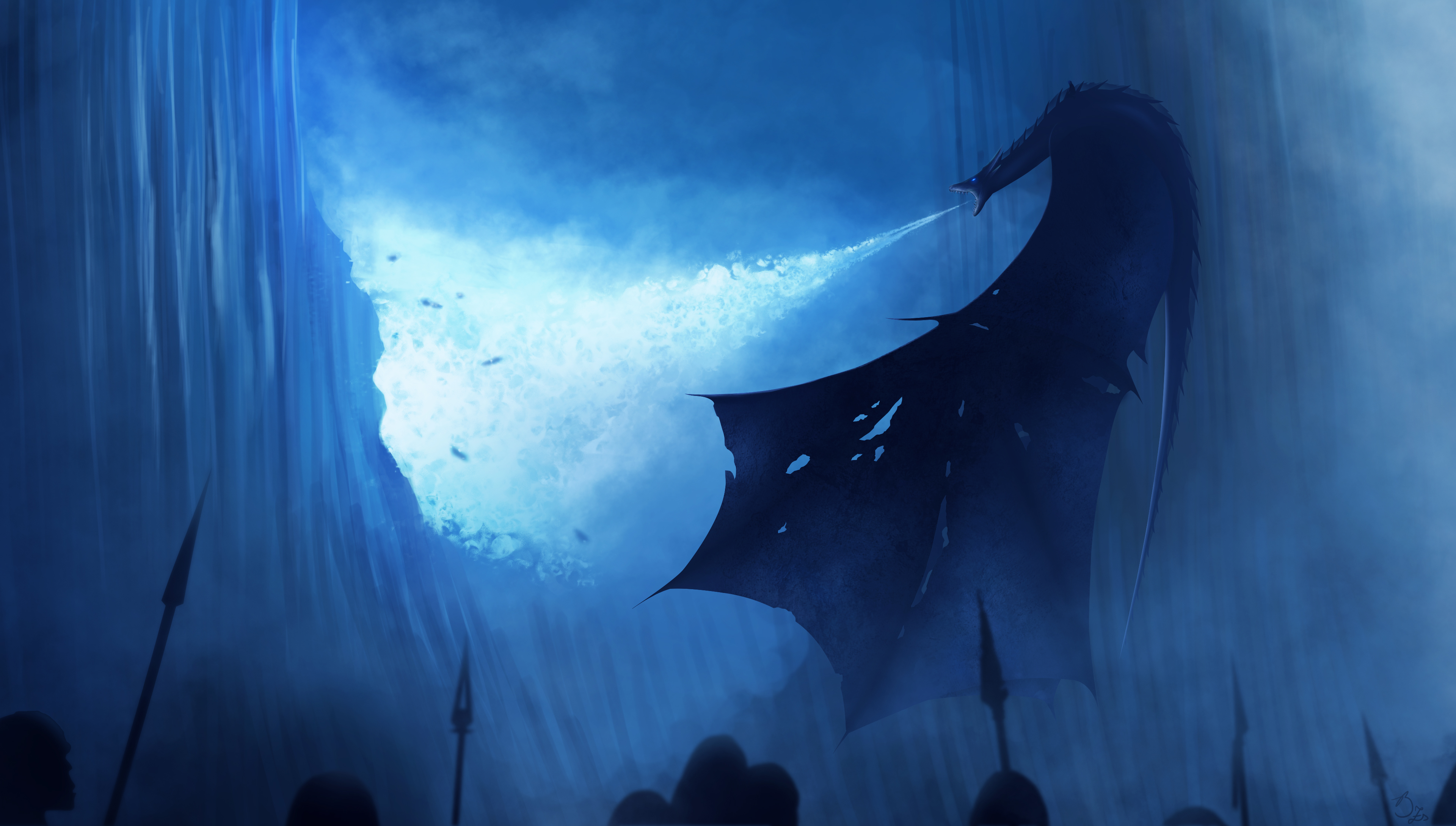 Dragon breathing fire in Game of Thrones HD Wallpaper