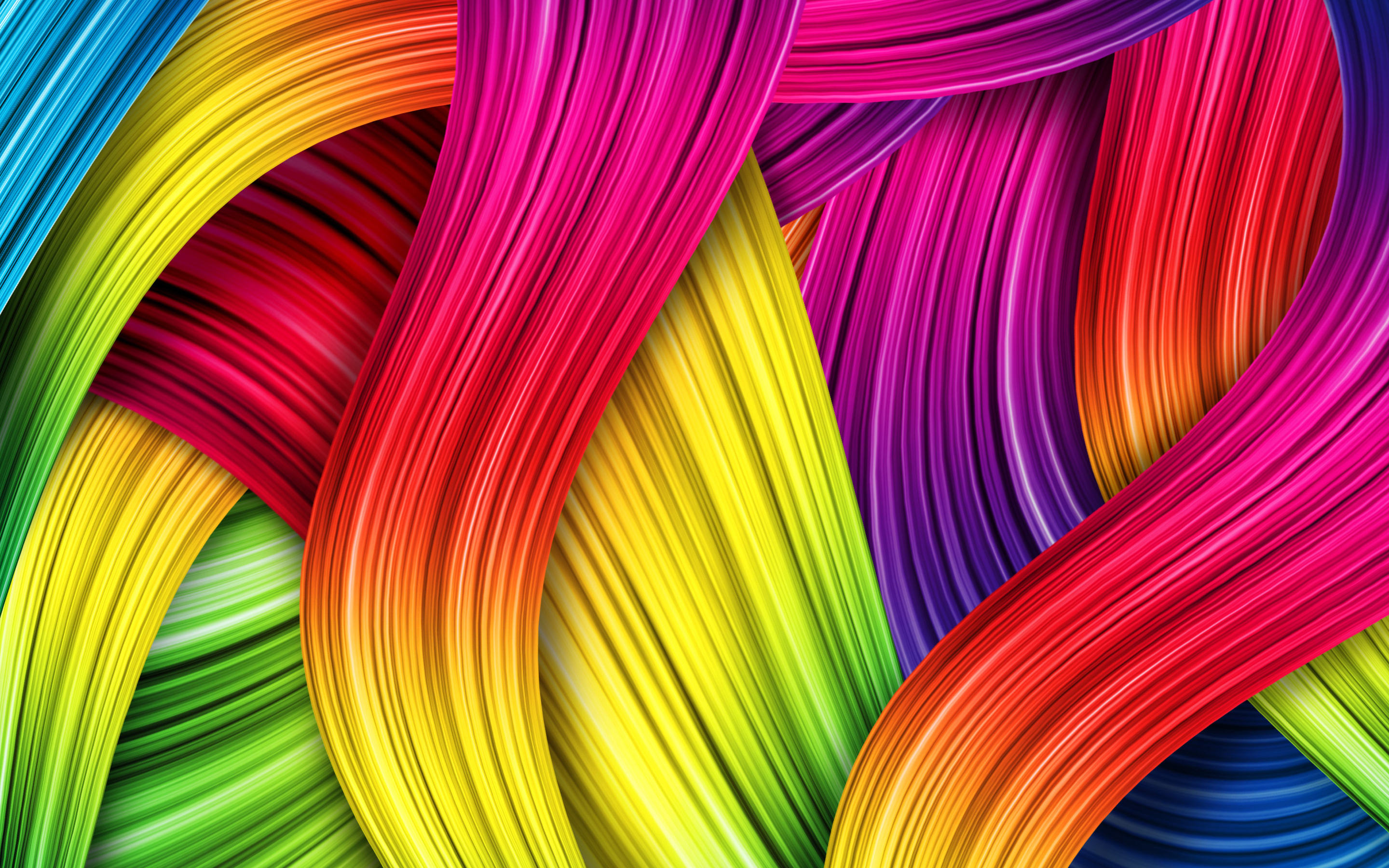 Abstract colorful flowing ribbons HD Wallpaper