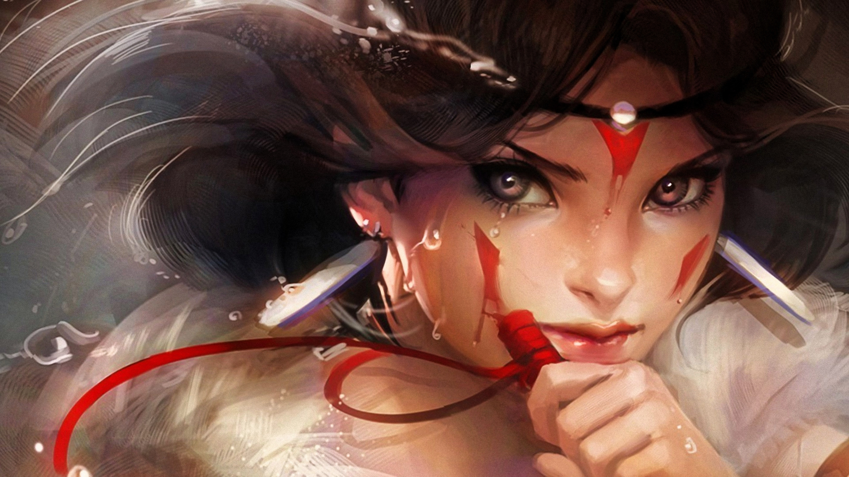 Princess Mononoke with red markings HD Wallpaper