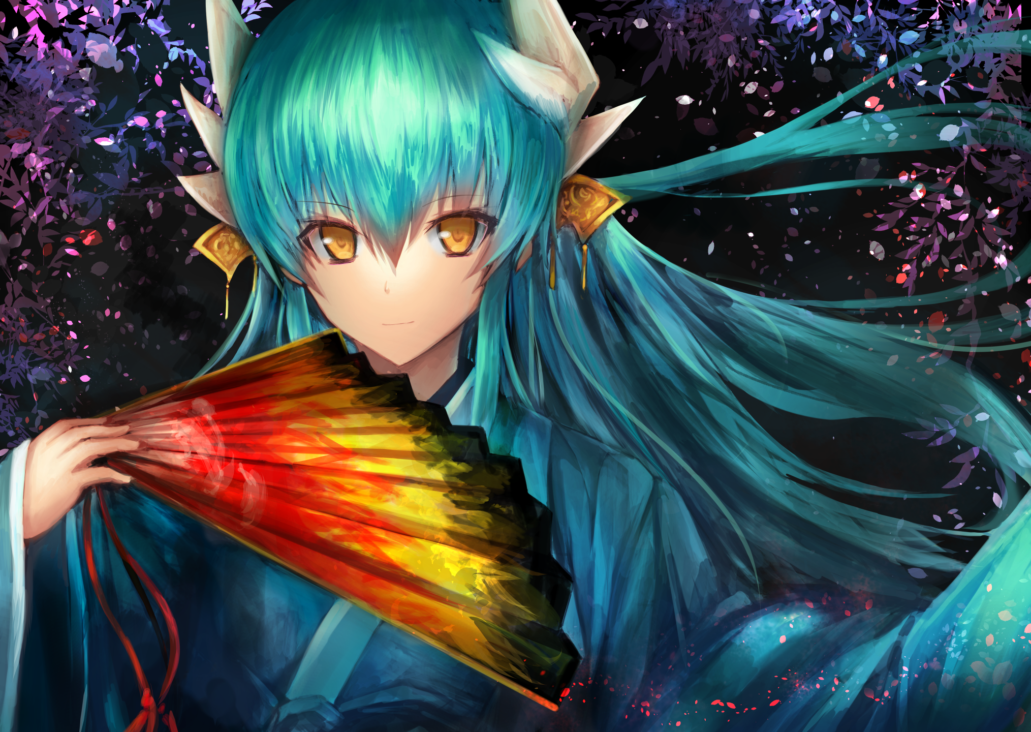 Kiyohime from Fate/Grand Order with a fan HD Wallpaper