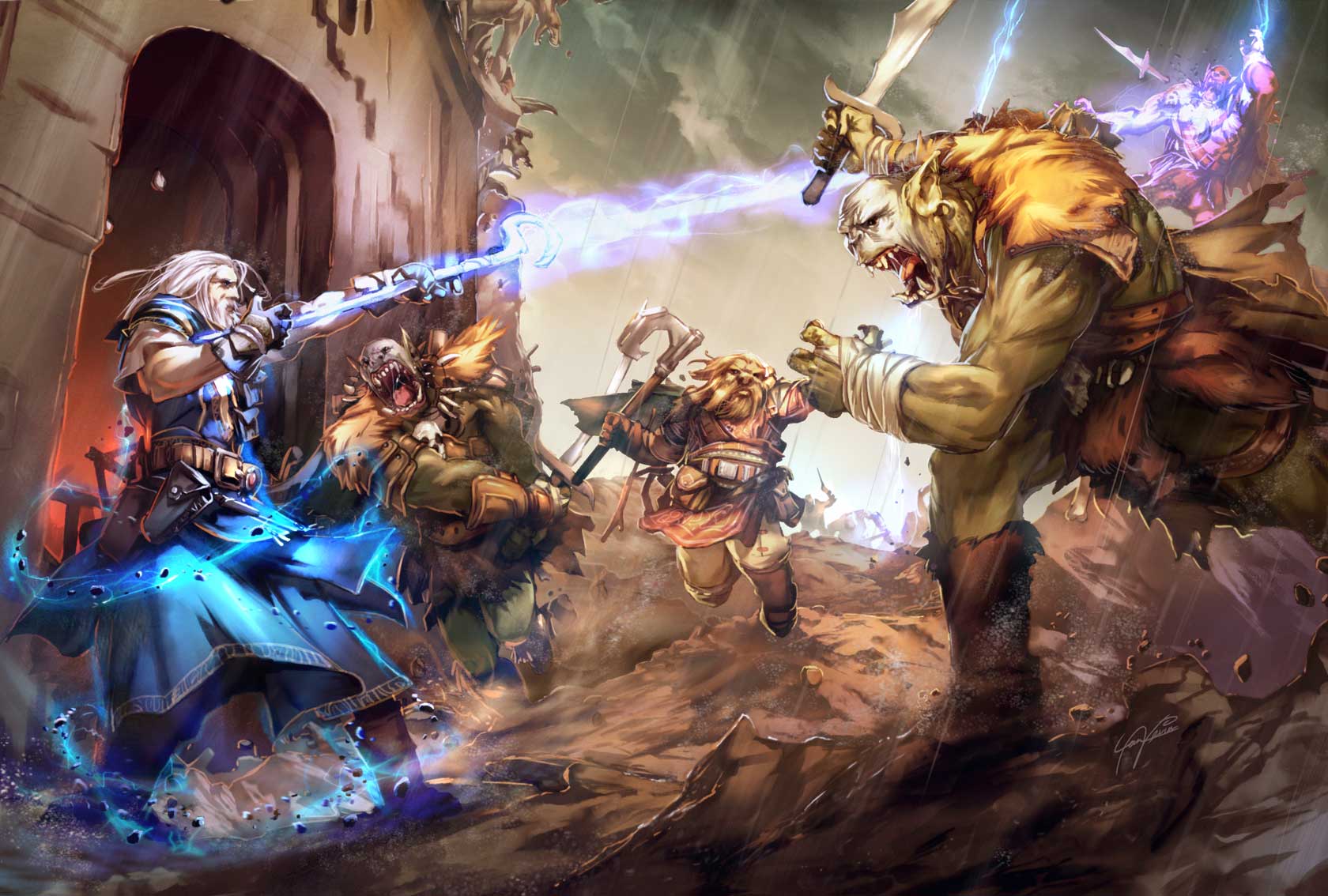 Battle between humans and orcs in World of Warcraft HD Wallpaper