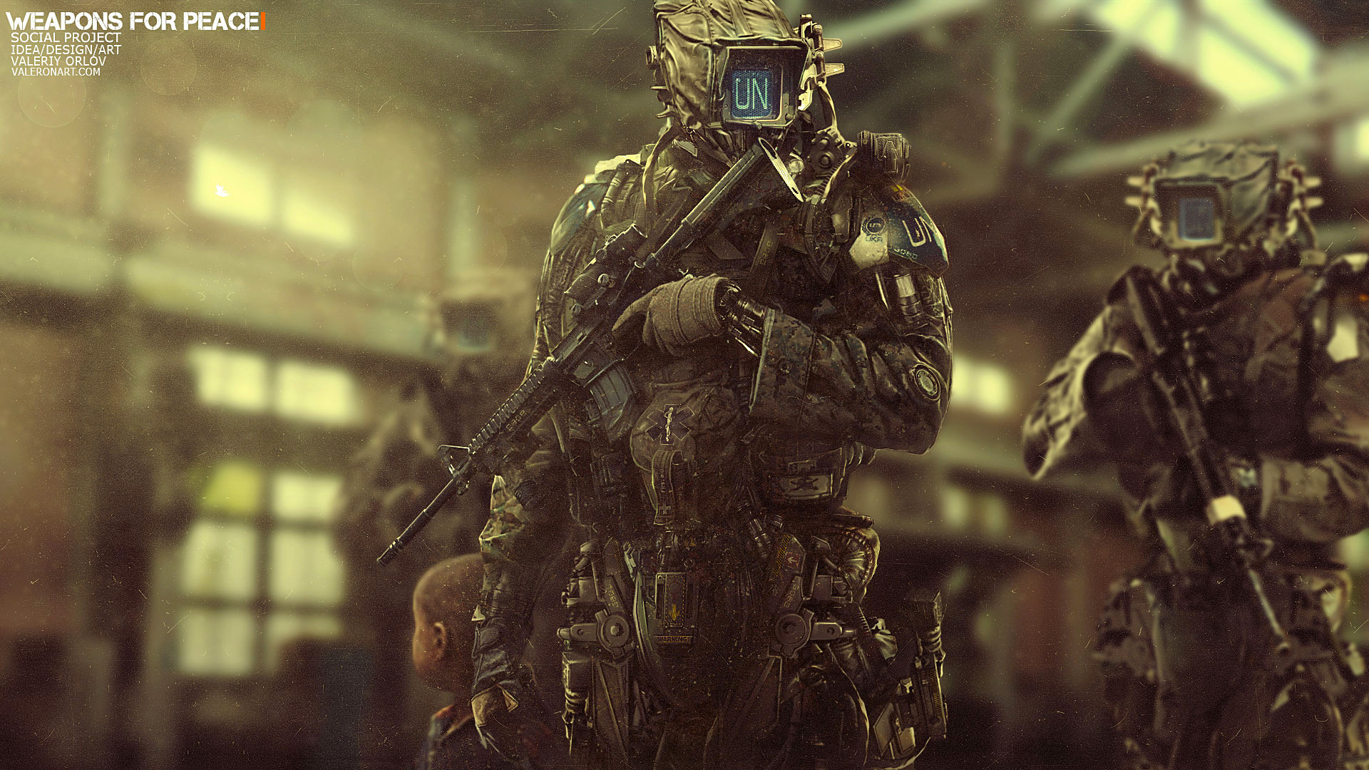 United Nations soldiers in sci-fi armor HD Wallpaper