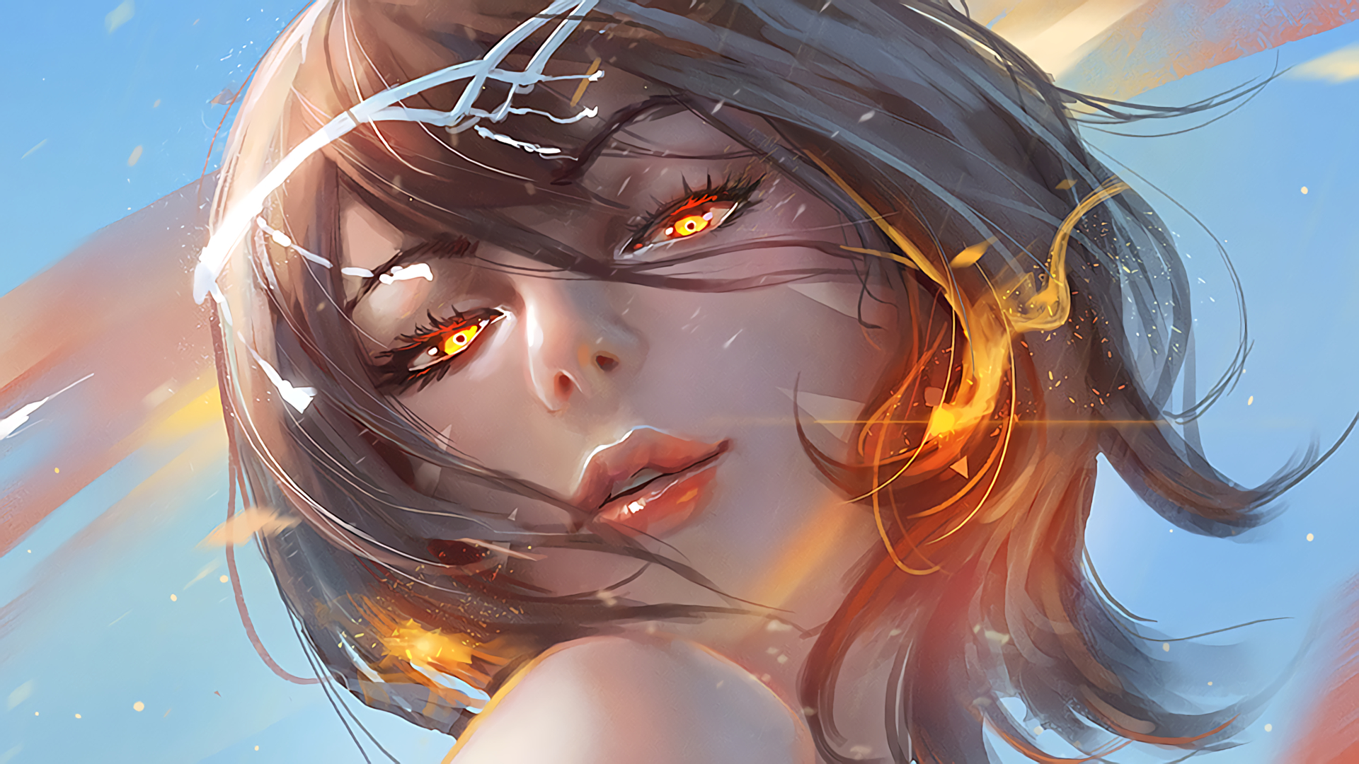 Girl with fiery eyes HD Wallpaper