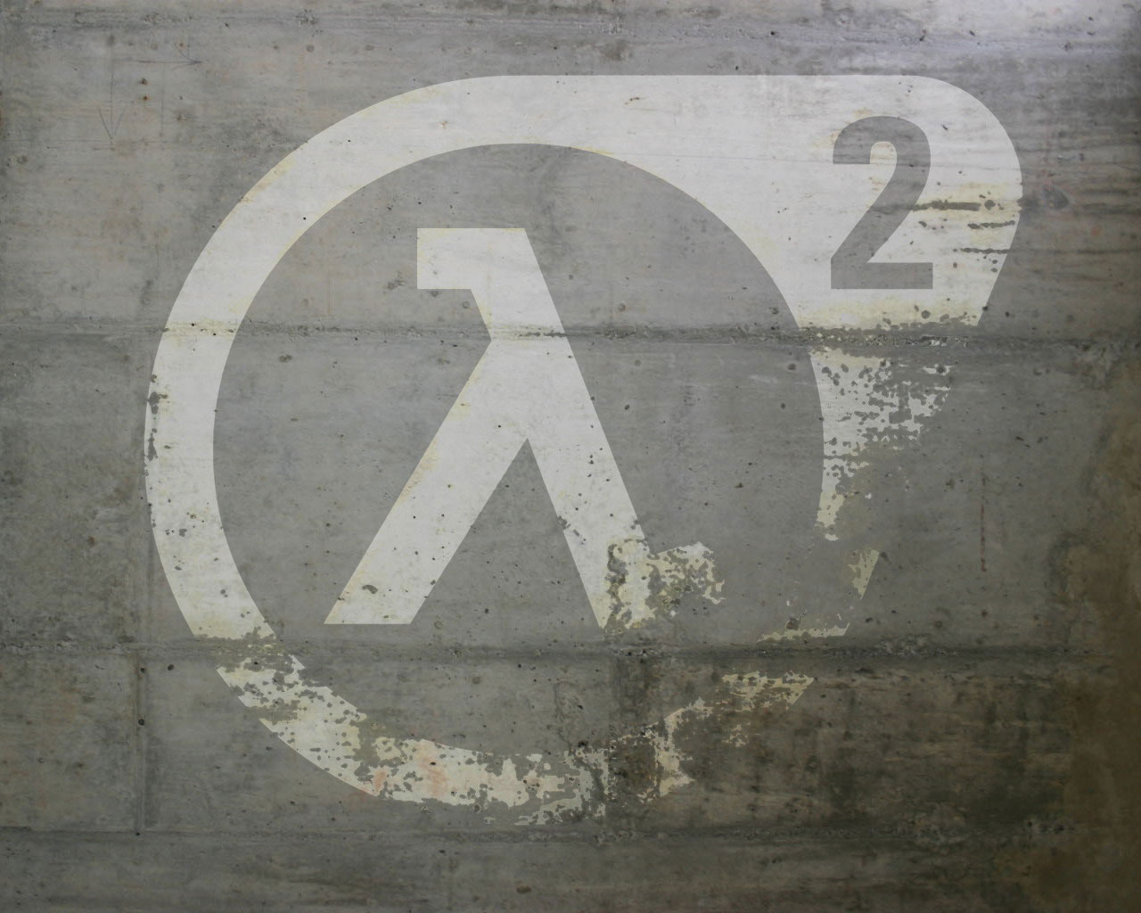 Half-Life 2 Lambda Logo on Concrete HD Wallpaper