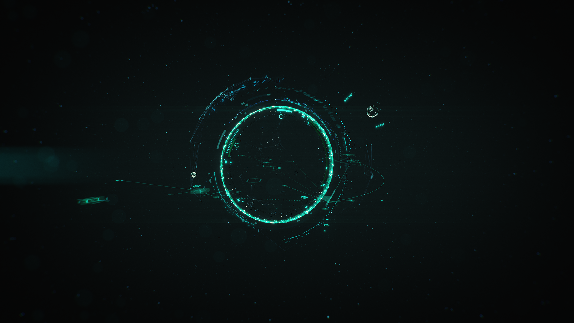 Abstract digital HUD interface with glowing elements HD Wallpaper