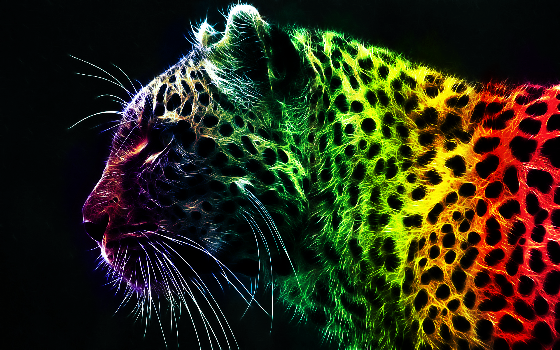 Fractal Leopard with Rainbow Spots HD Wallpaper