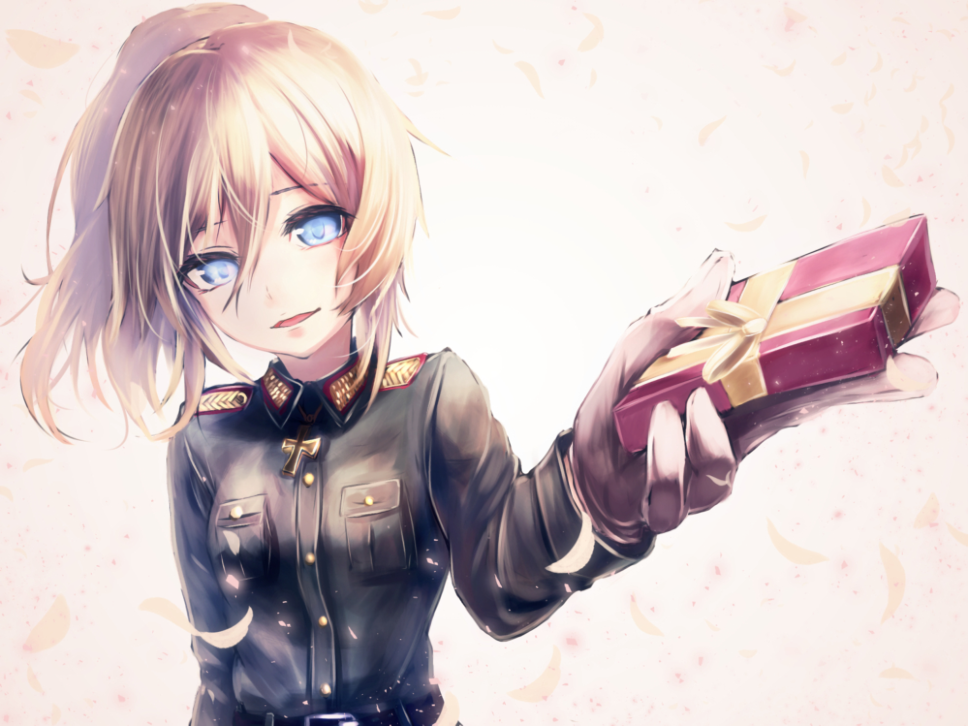 Tanya Degurechaff from Saga of Tanya the Evil holding a gift HD Wallpaper
