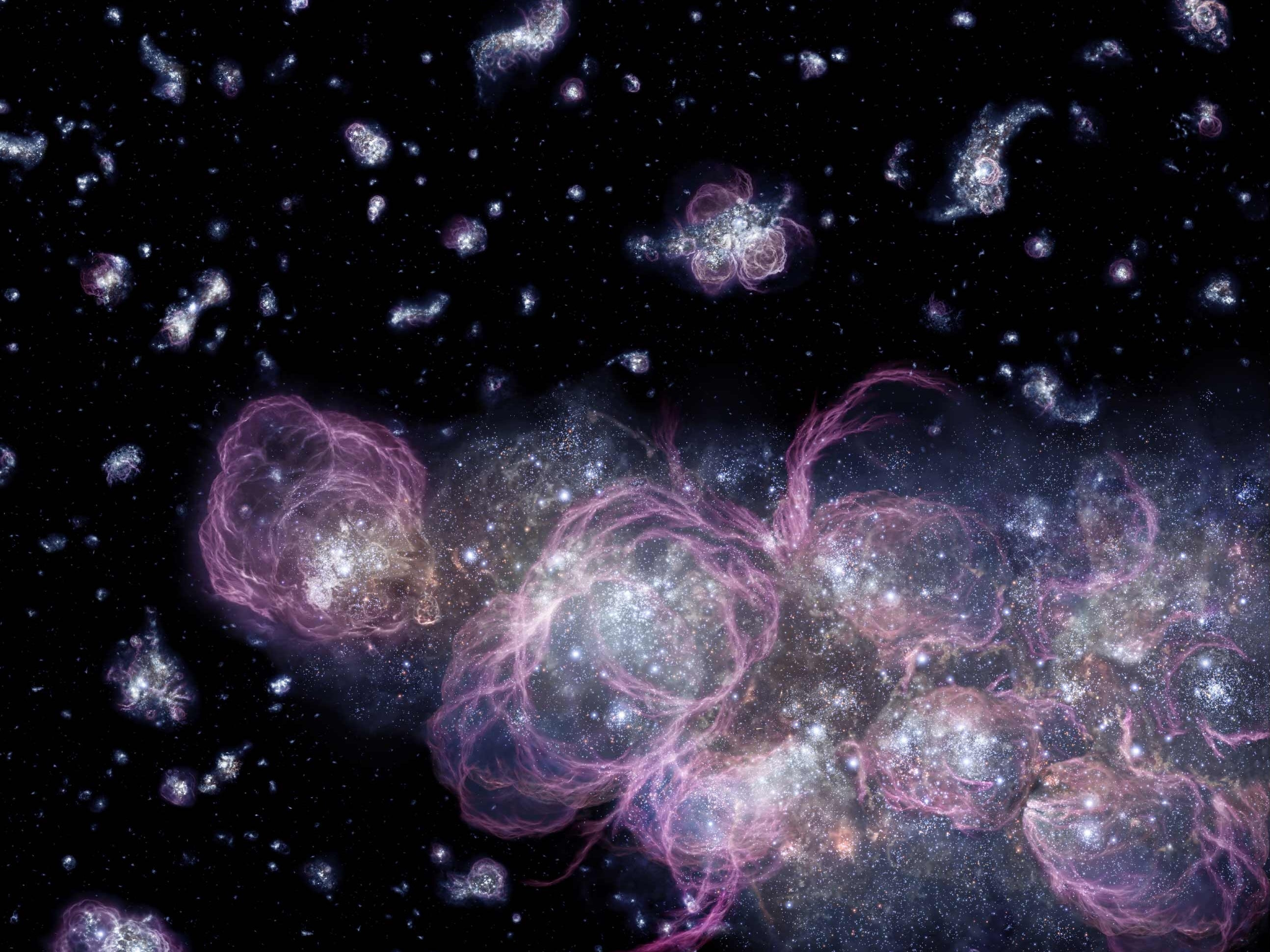 Cosmic nebulae and galaxies in deep space HD Wallpaper