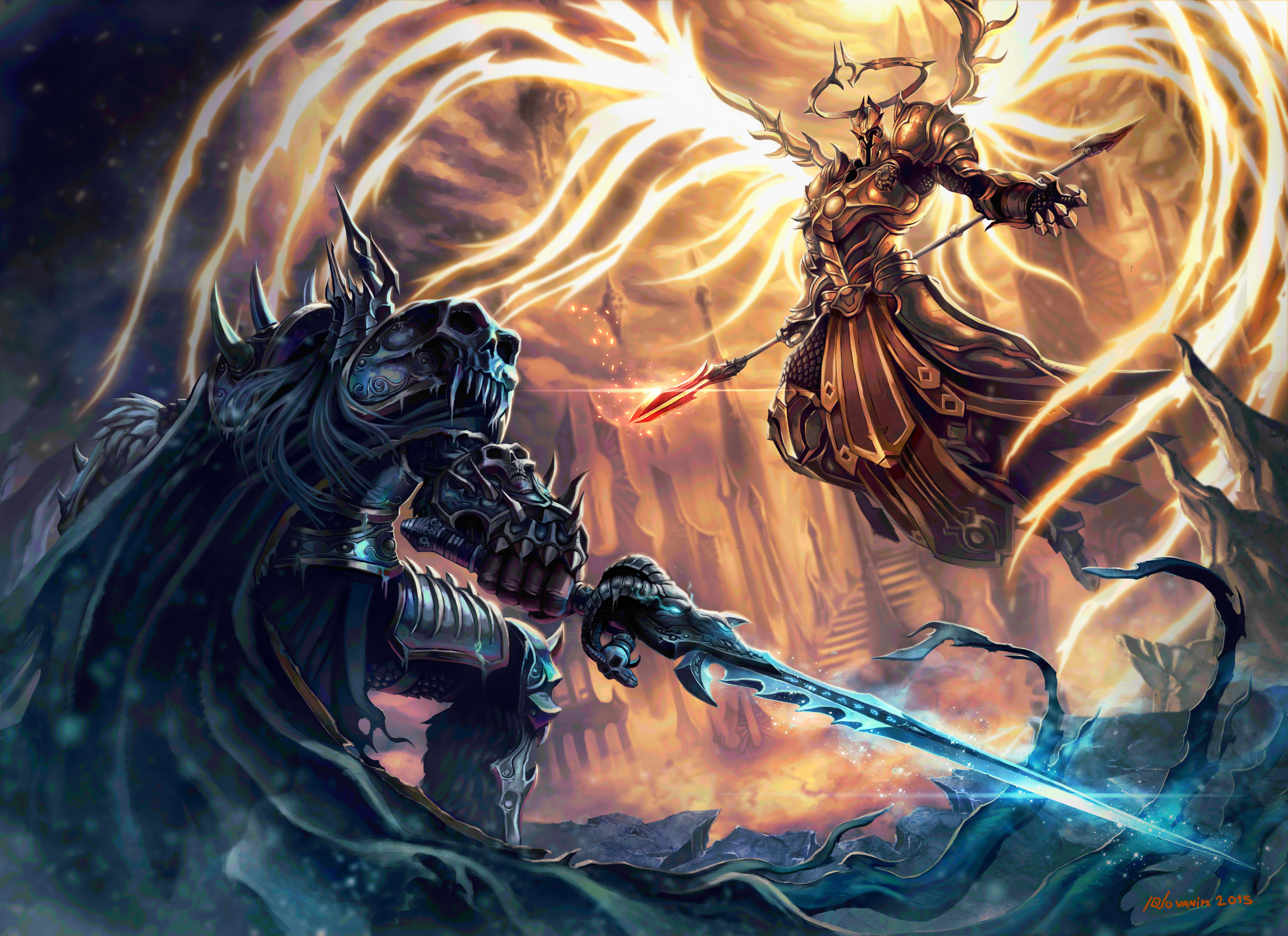 Arthas vs. Tyrael from Heroes of the Storm HD Wallpaper