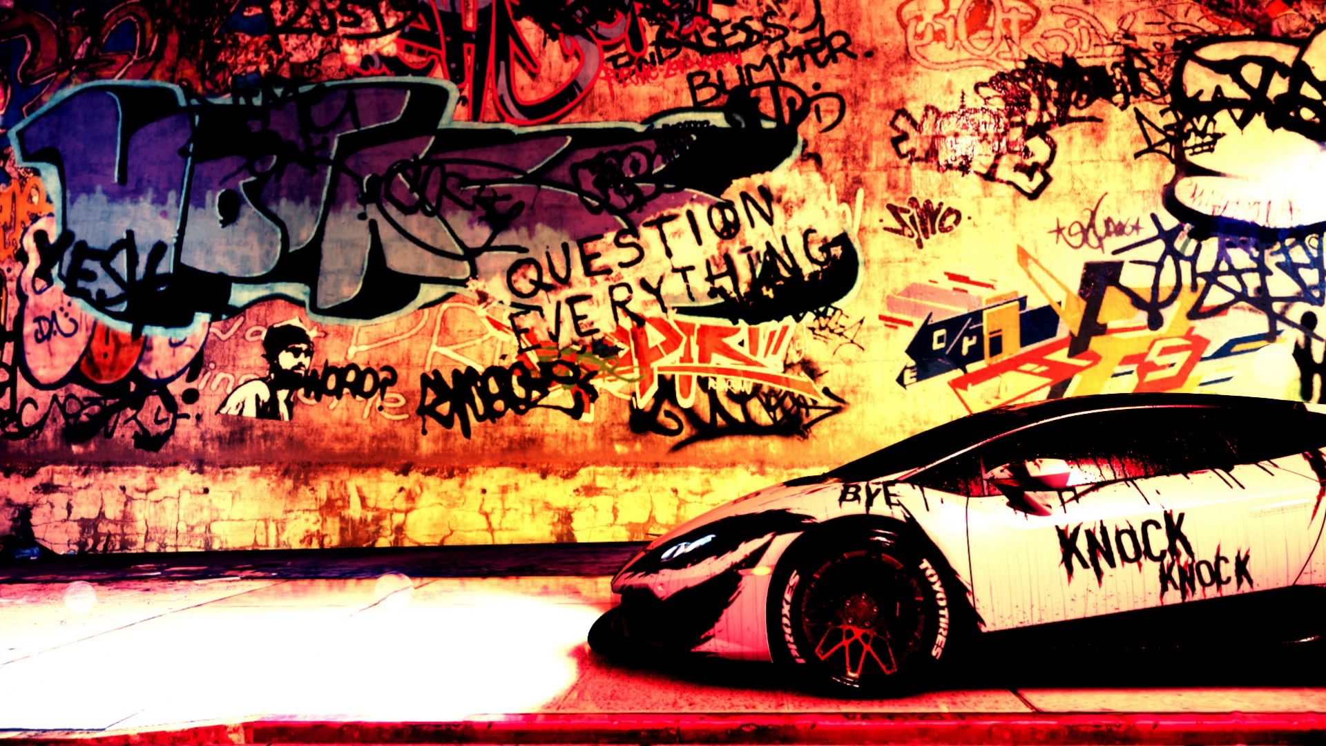 Lamborghini Huracan with graffiti HD Wallpaper