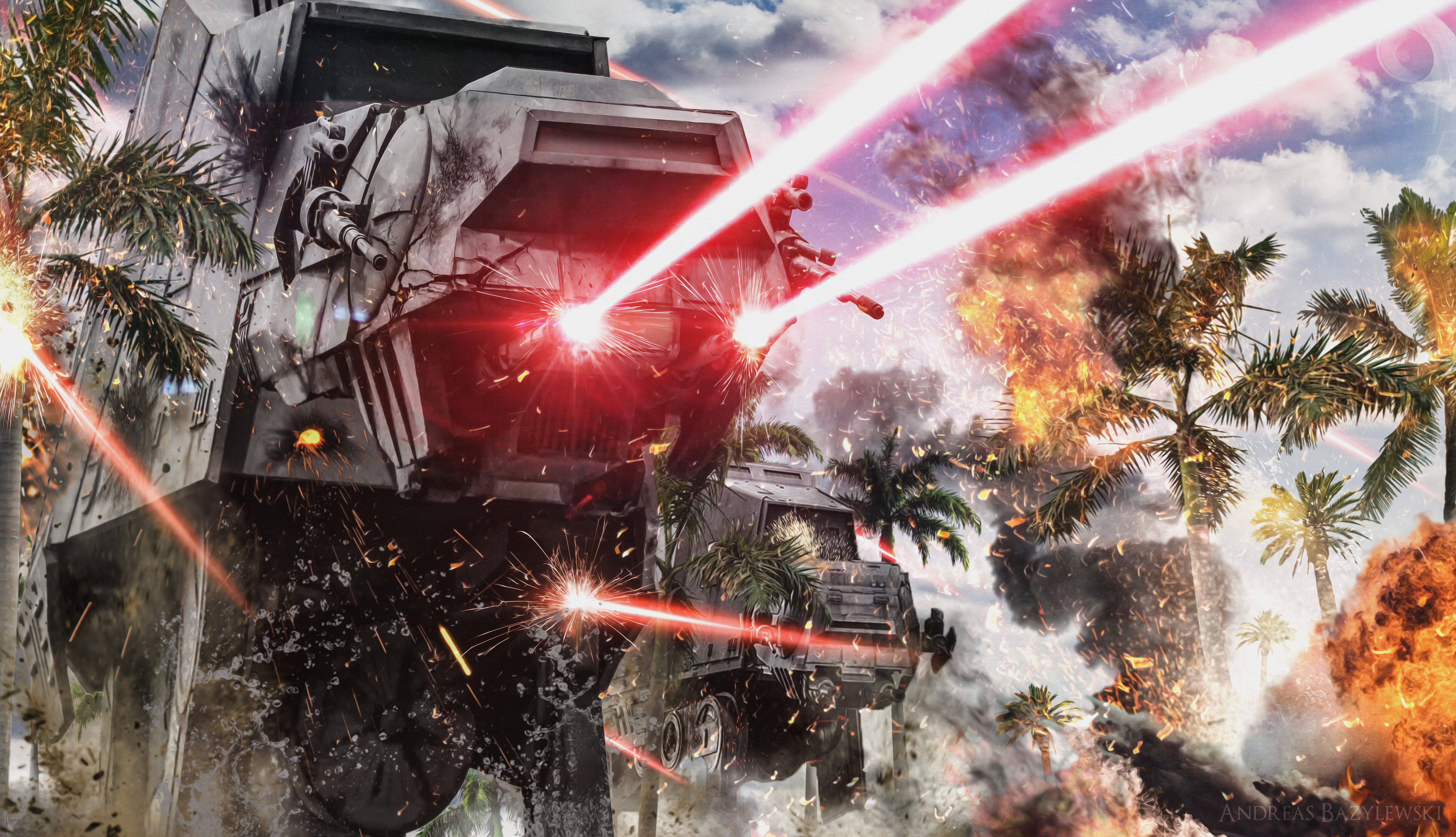 AT-AT Walker in battle from Star Wars HD Wallpaper