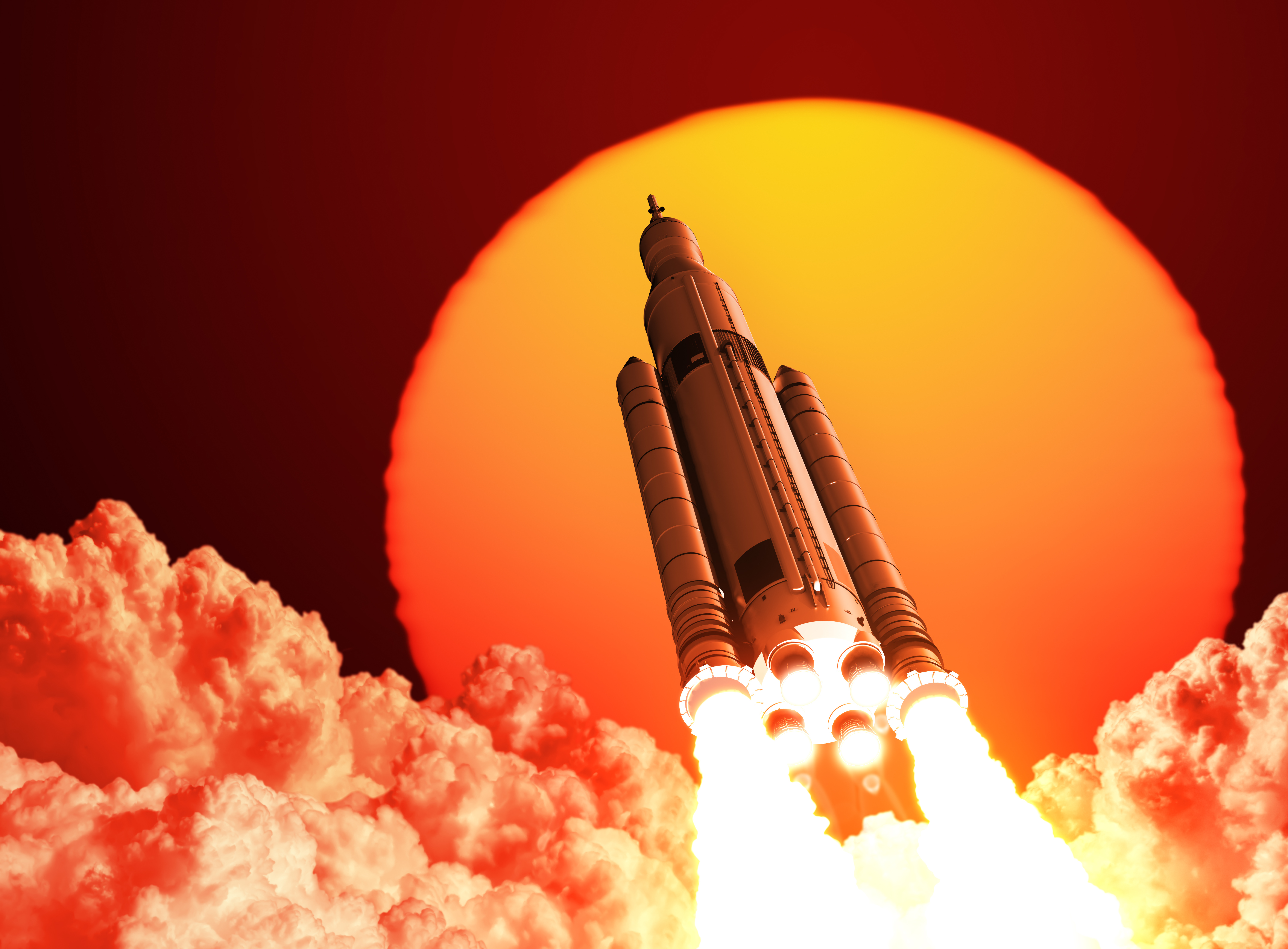 Rocket Launching into a Giant Sun HD Wallpaper