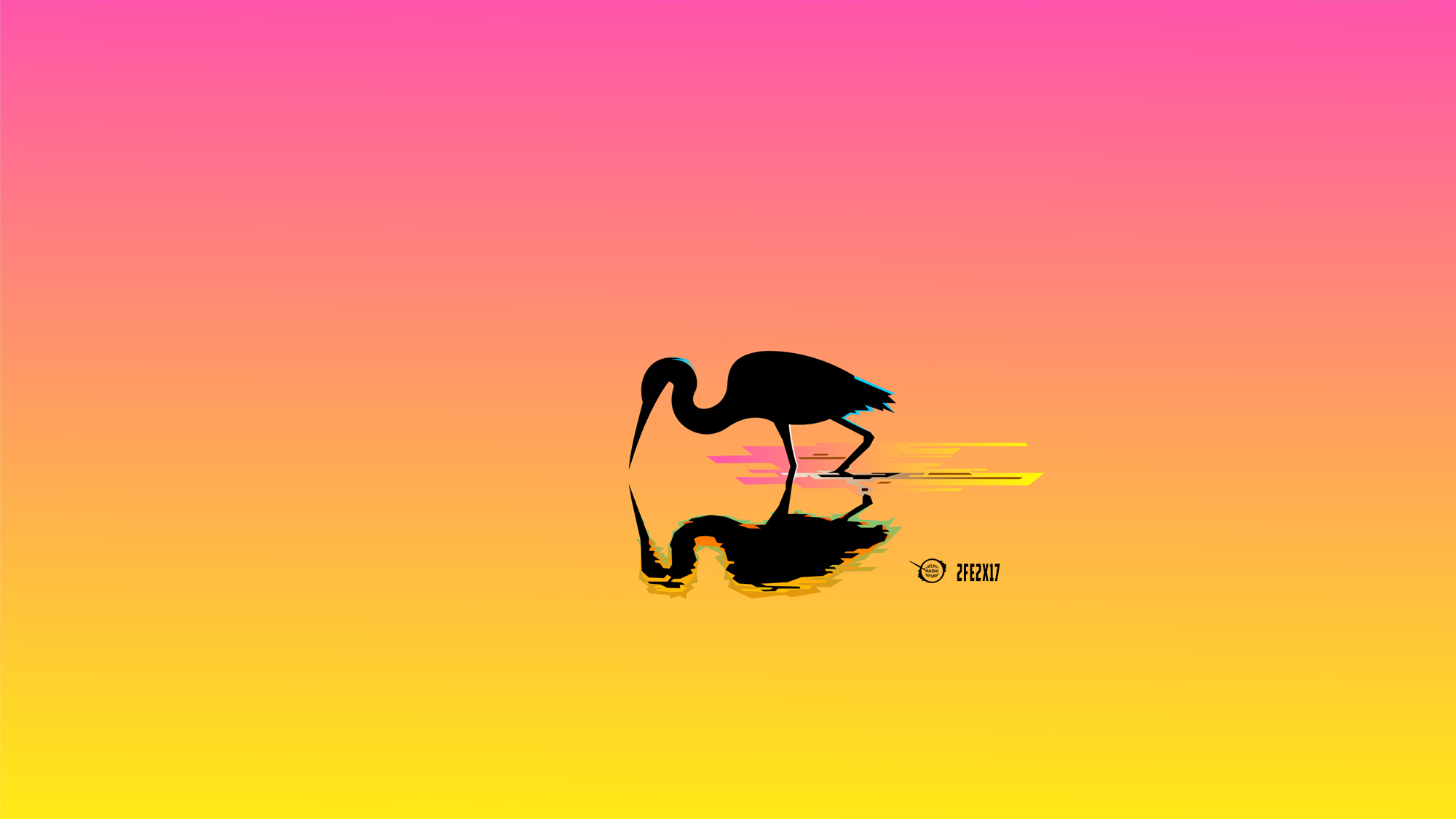 Minimalist bird silhouette with reflection on colorful gradient HD Wallpaper