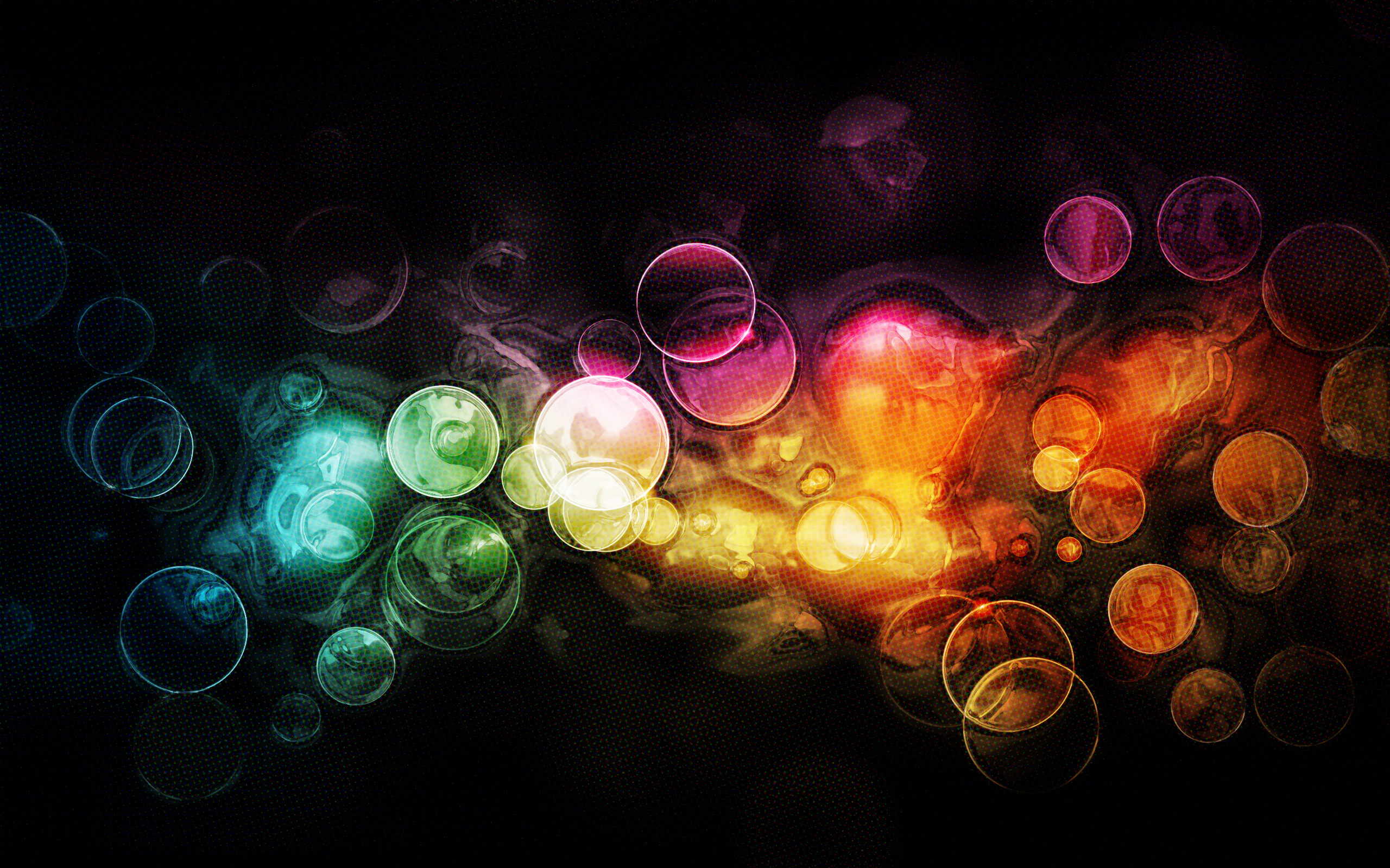 Abstract colorful bubbles on a dark background HD Wallpaper