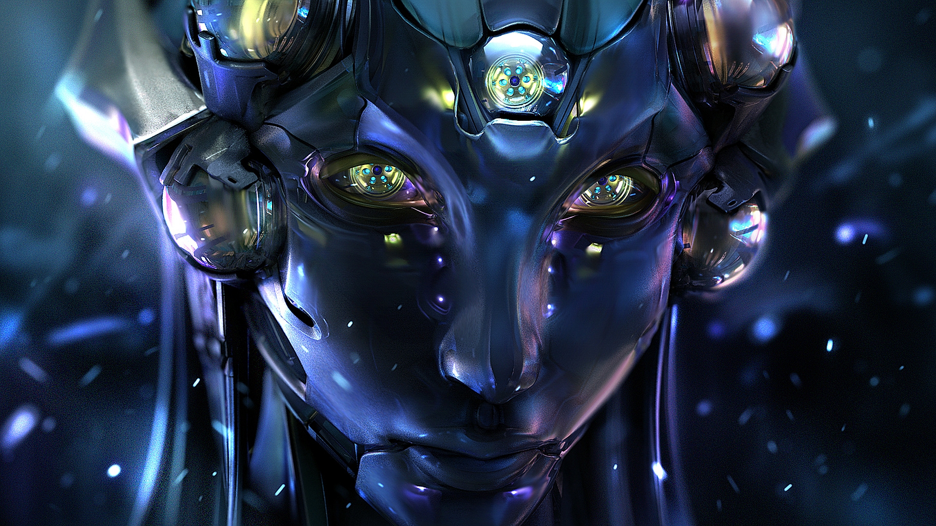 Sci Fi Robot Face Close-up HD Wallpaper