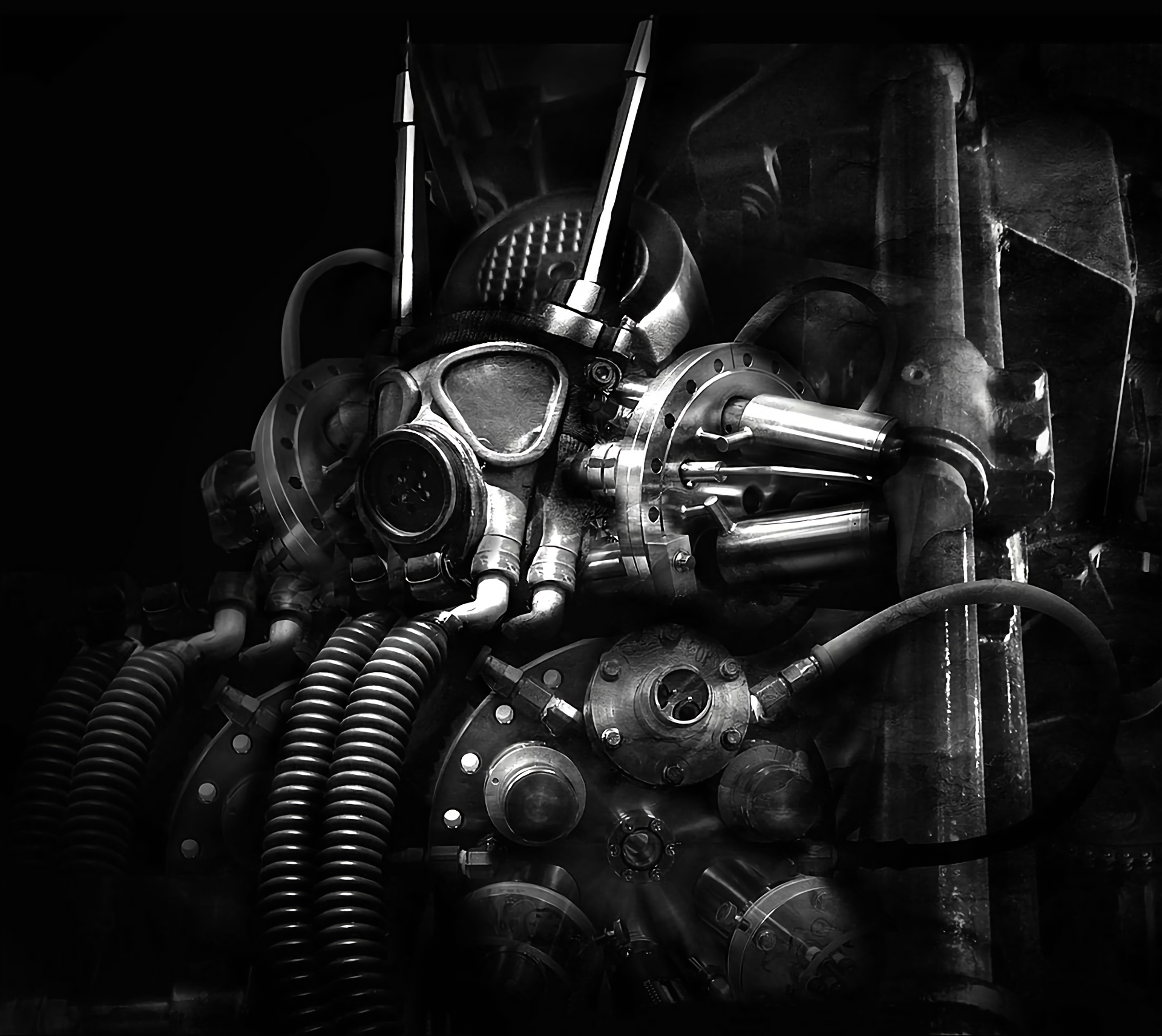 Dark Mechanical Gas Mask HD Wallpaper
