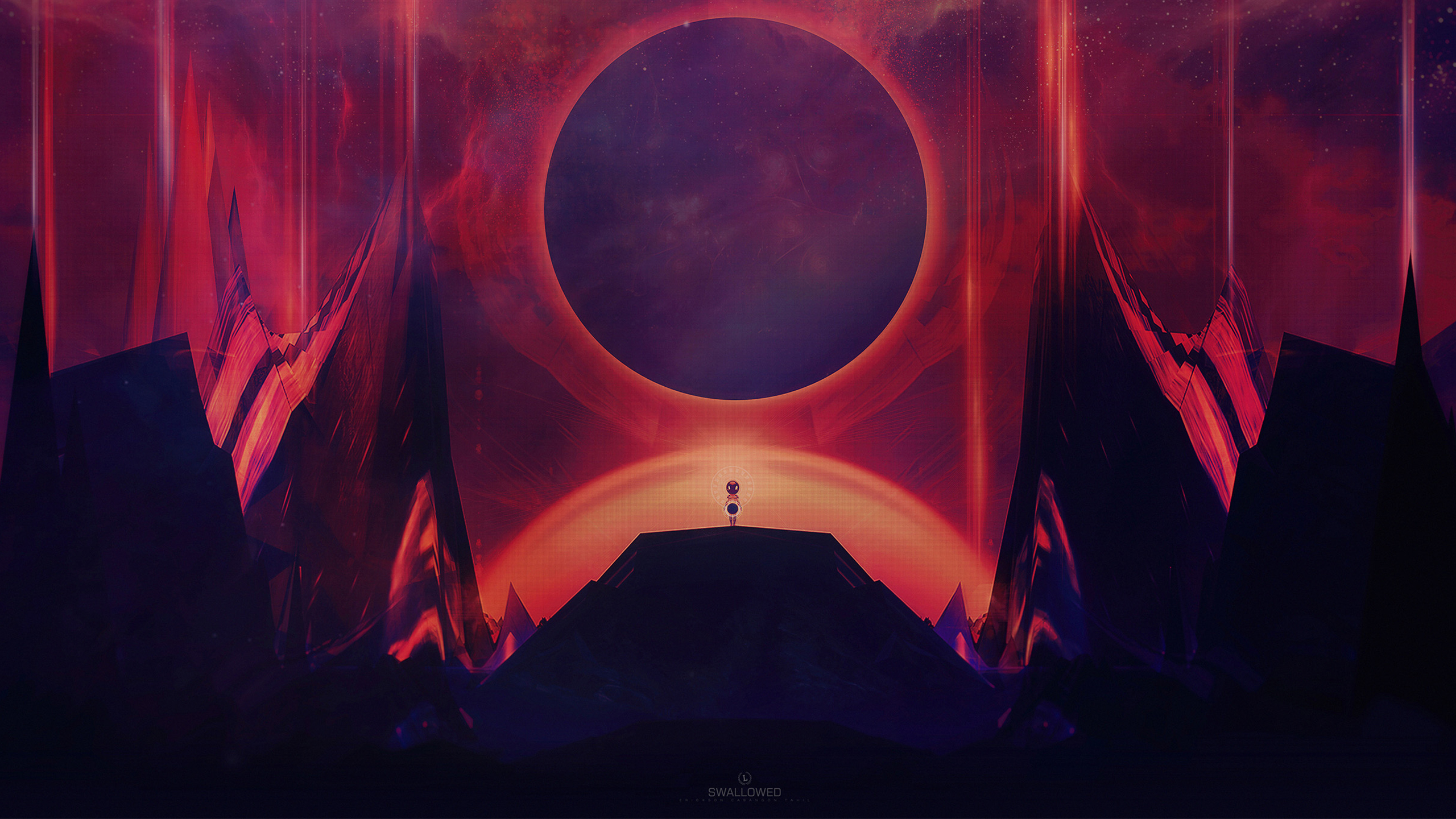Abstract Digital Art with Celestial Elements HD Wallpaper