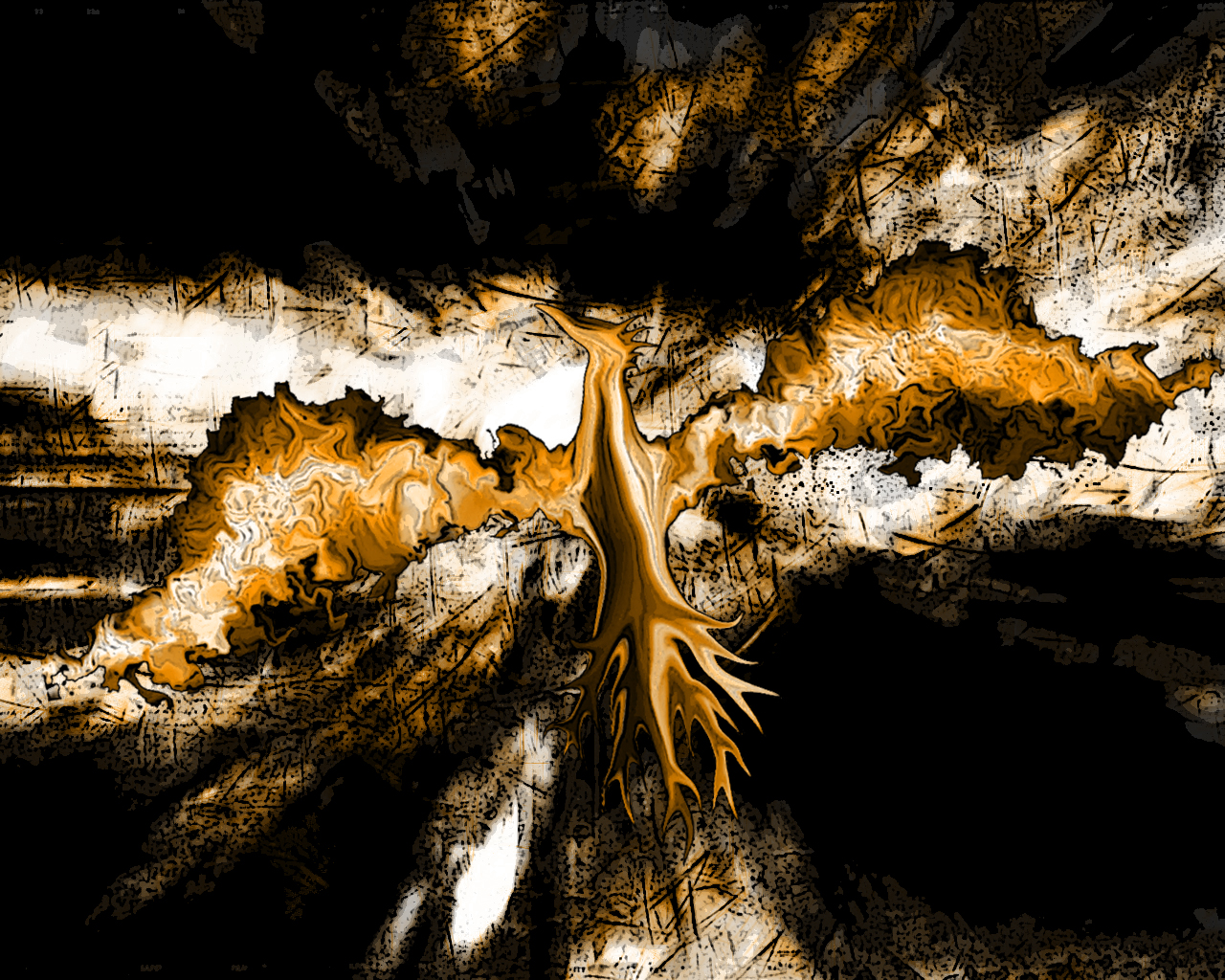 Abstract fiery phoenix with dark background HD Wallpaper