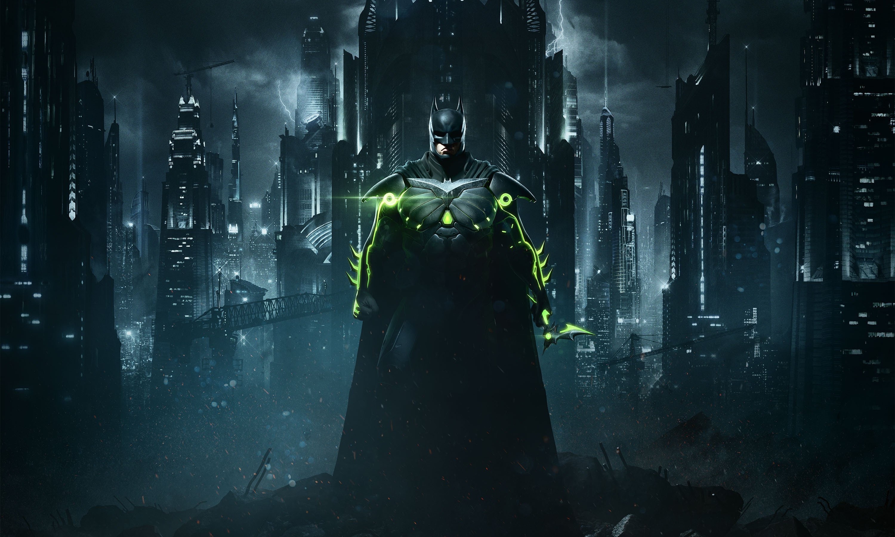 Batman from Injustice 2 in Gotham City HD Wallpaper