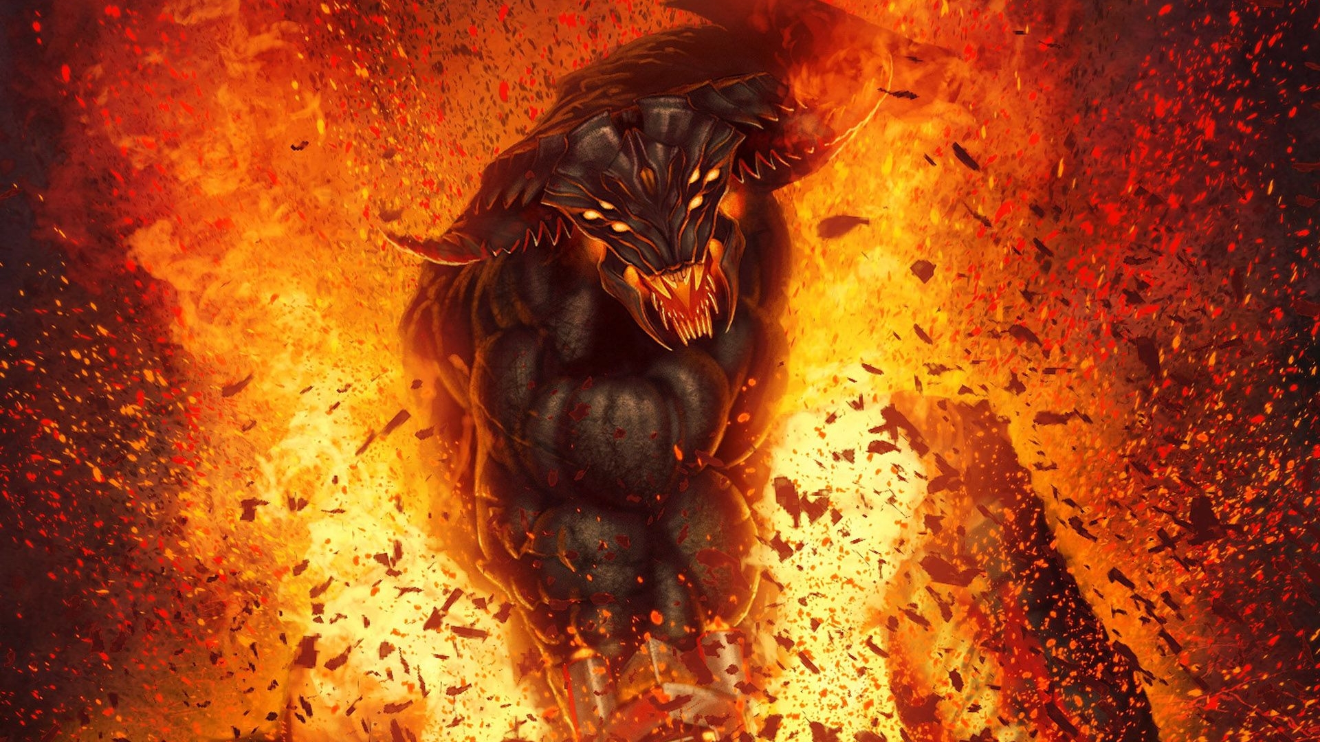 Dark Demon in Fire HD Wallpaper