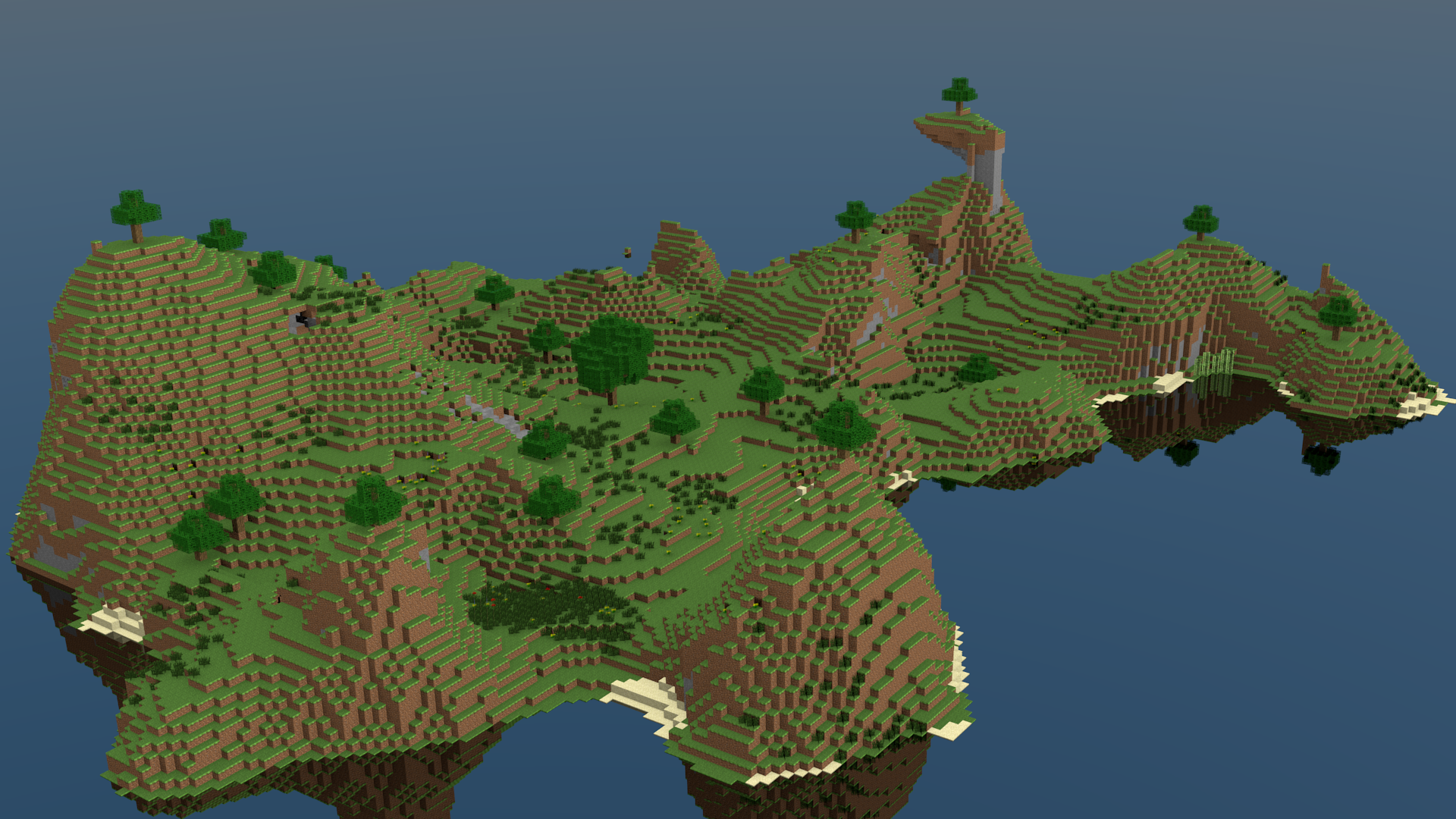 Floating islands in Minecraft HD Wallpaper