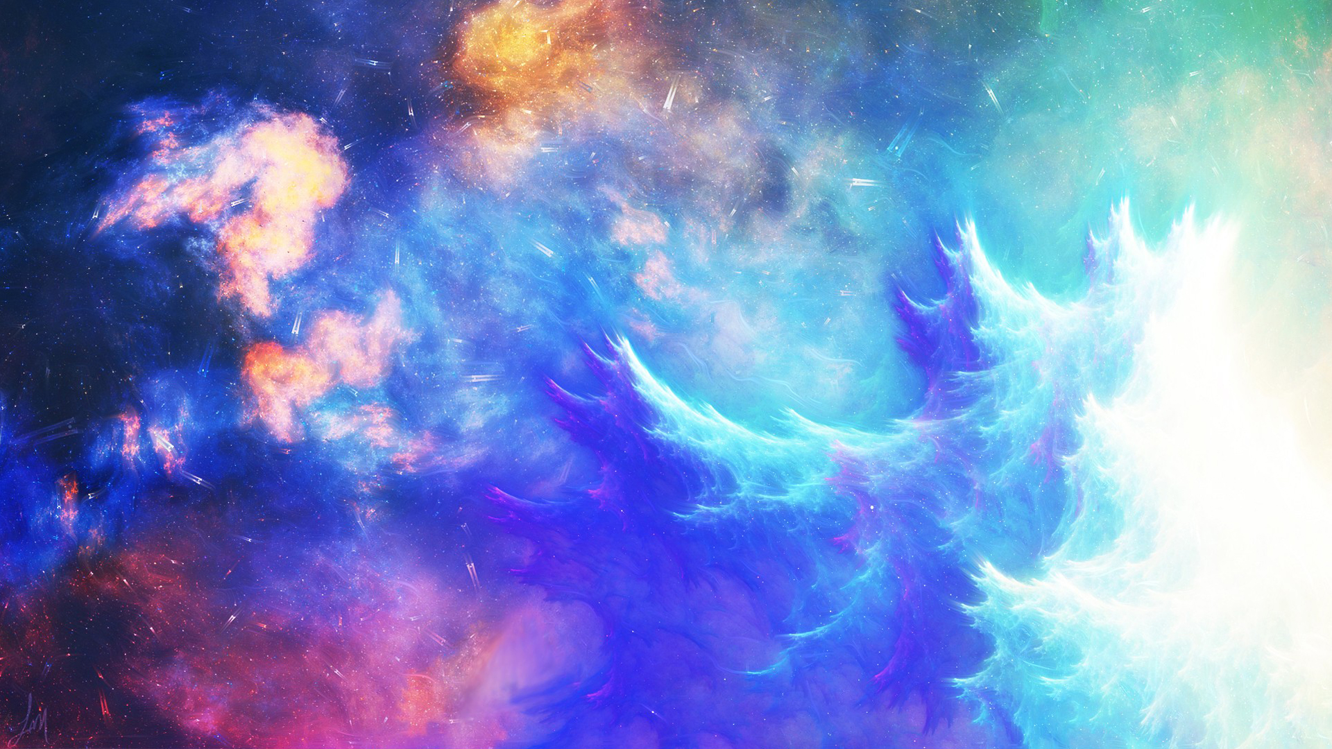 Abstract colorful nebula with cosmic clouds HD Wallpaper