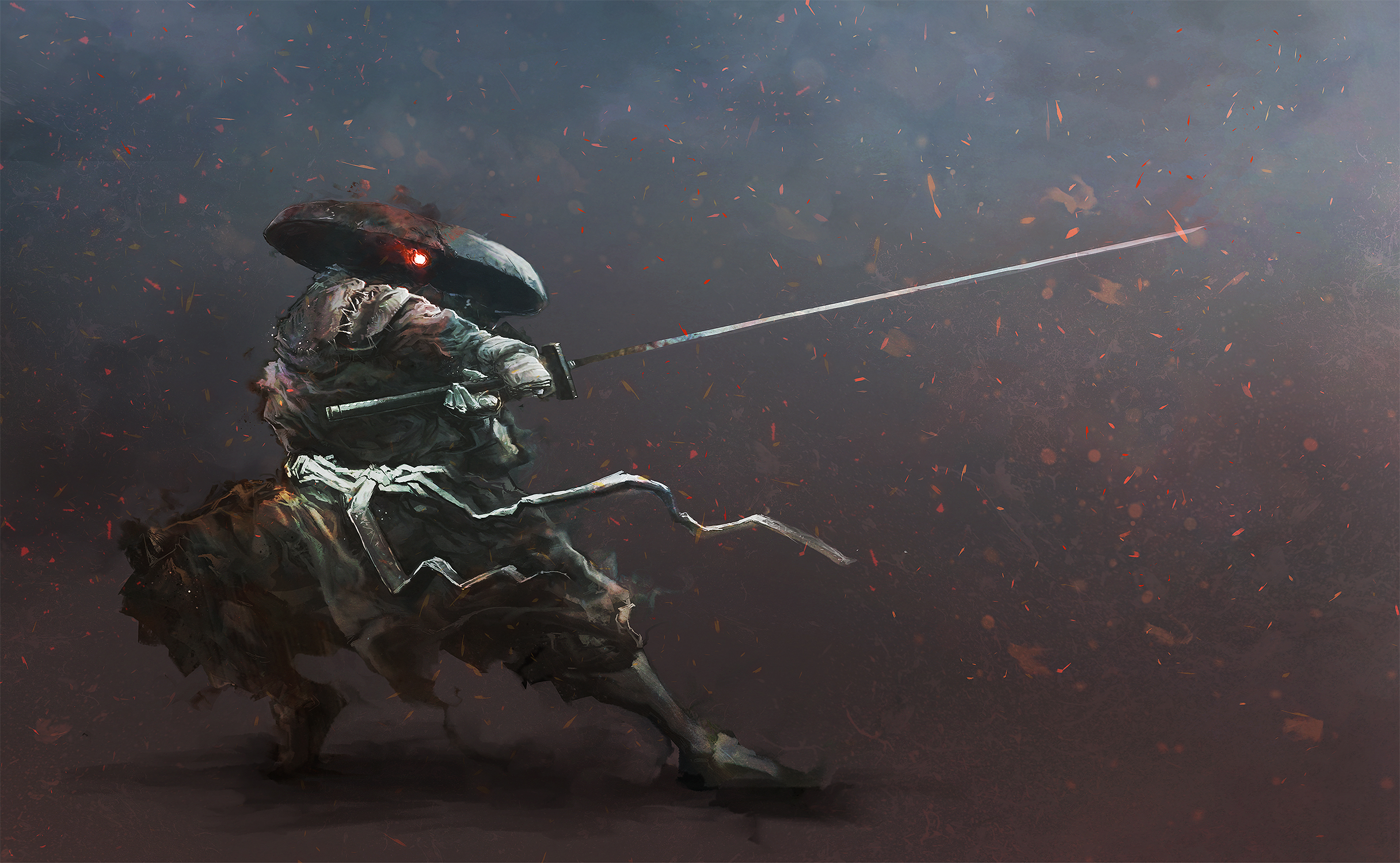 Fantasy Samurai Warrior with Sword HD Wallpaper