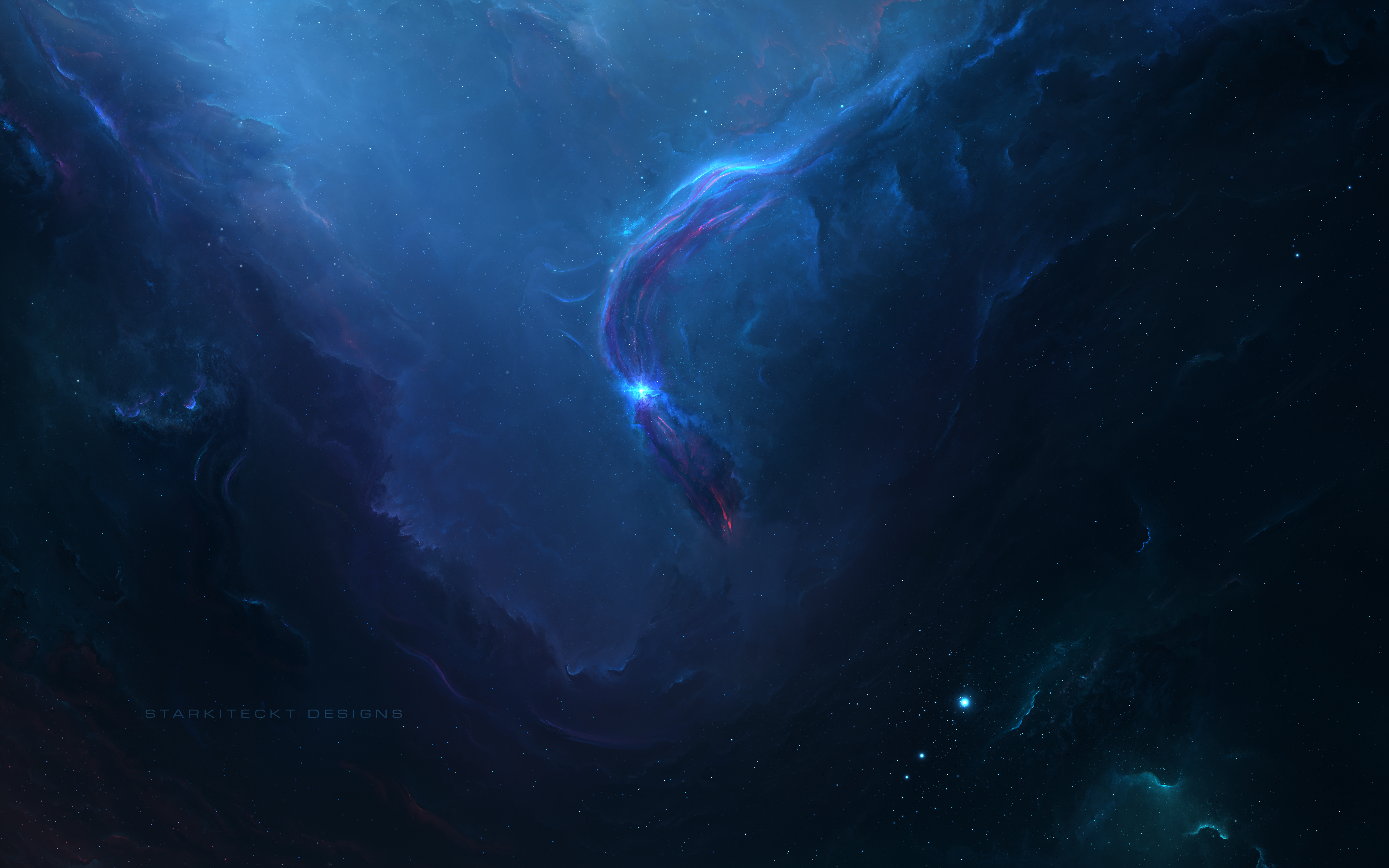 Blue Nebula and Stars in Deep Space HD Wallpaper