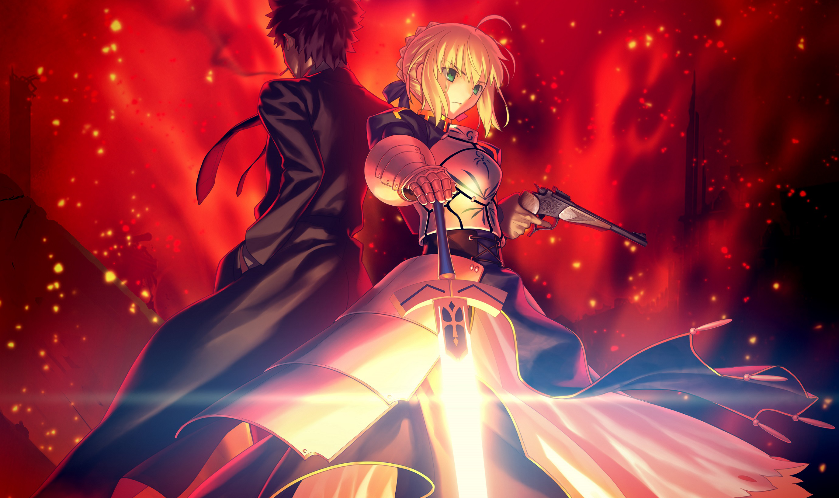 Saber and Shirou Emiya from Fate/Stay Night HD Wallpaper