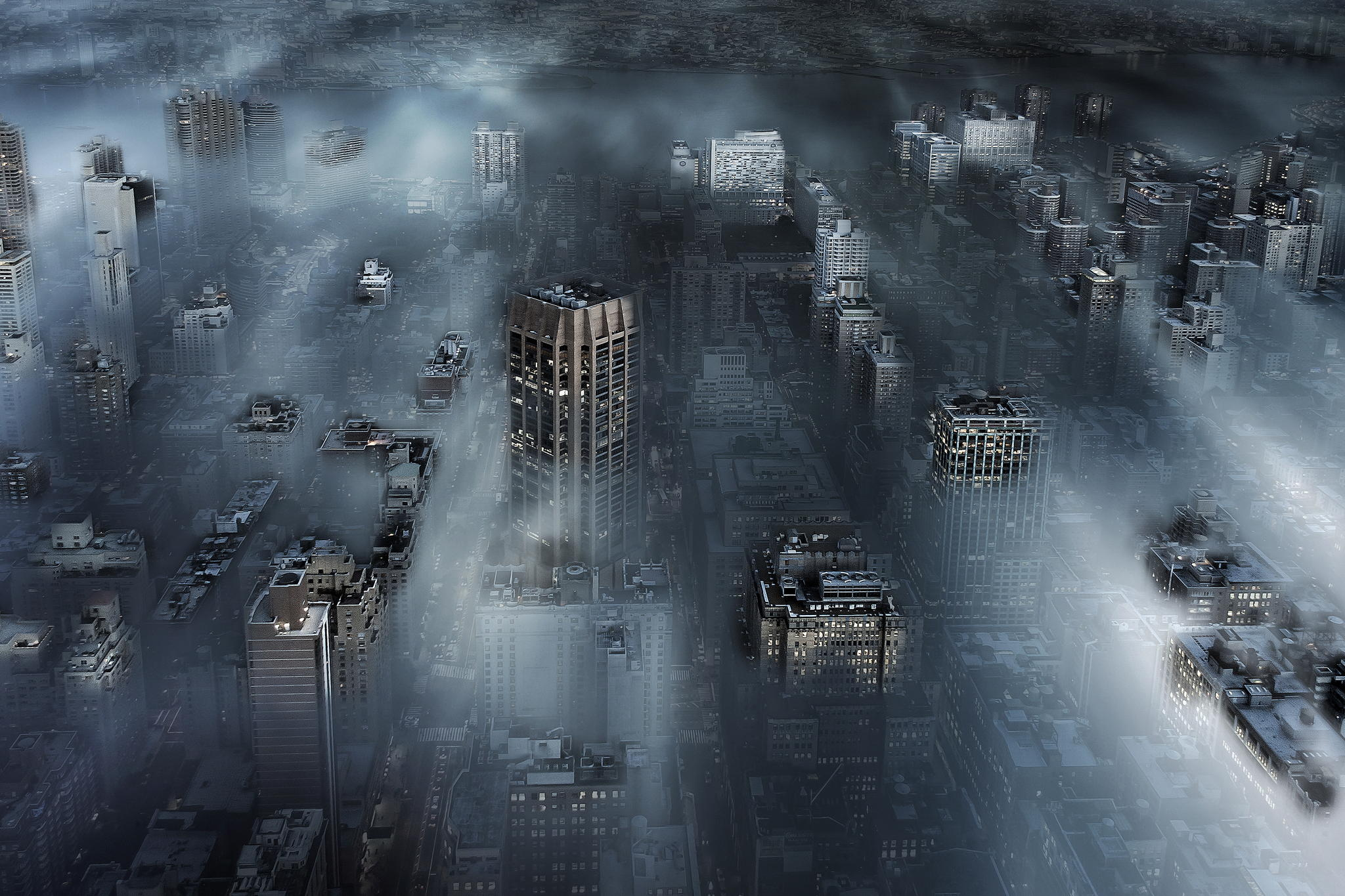 Foggy New York City Skyscraper Cityscape HD Wallpaper