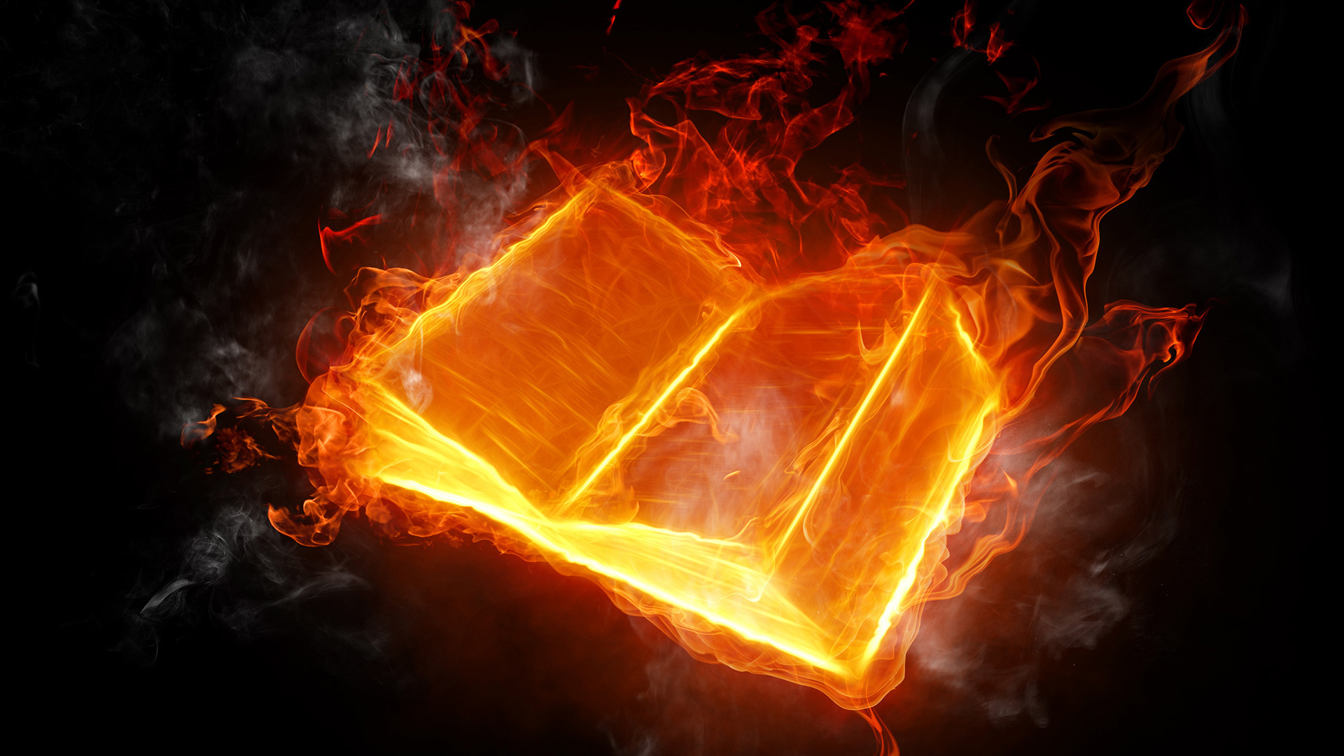 Book on fire with smoke HD Wallpaper