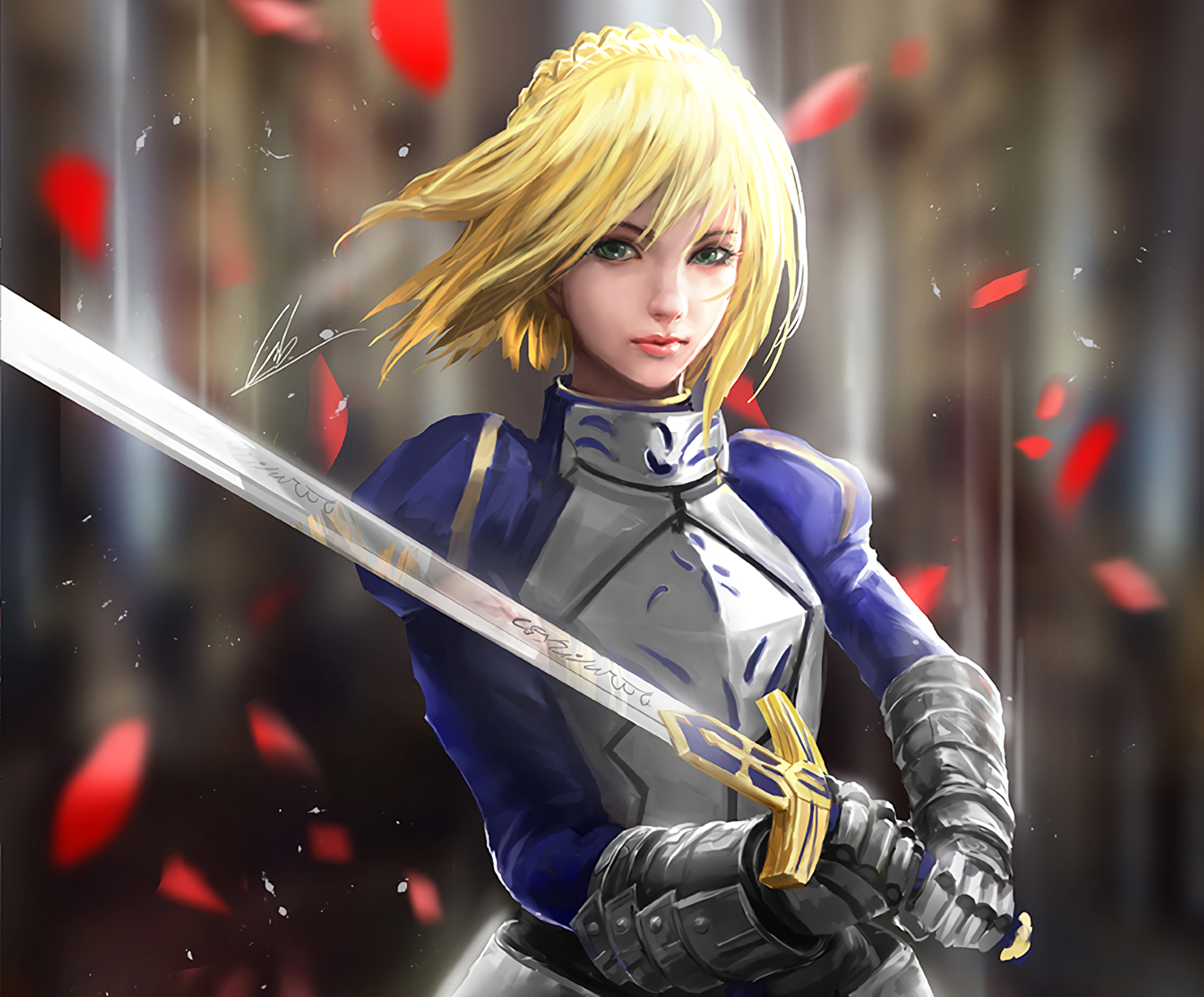 Saber from Fate/Stay Night holding a sword HD Wallpaper