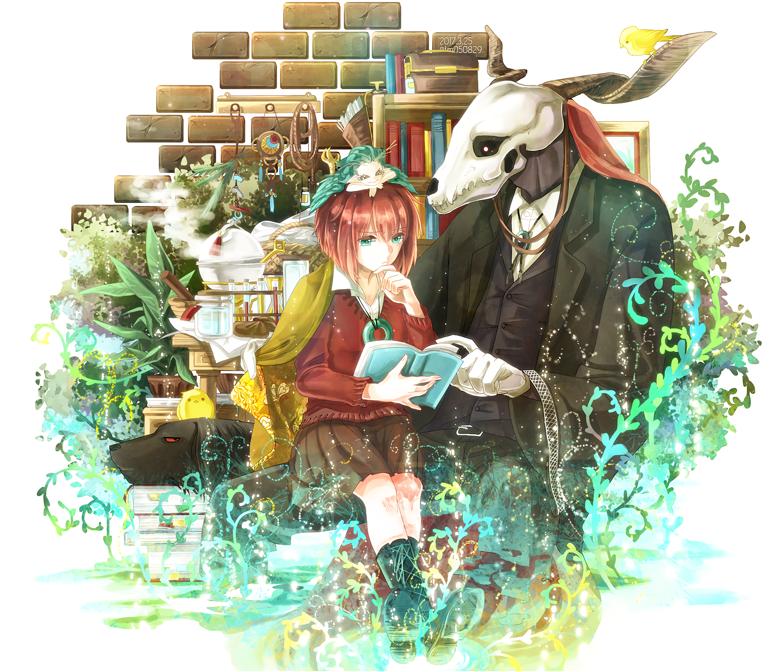 Chise Hatori and Elias Ainsworth from The Ancient Magus Bride reading HD Wallpaper