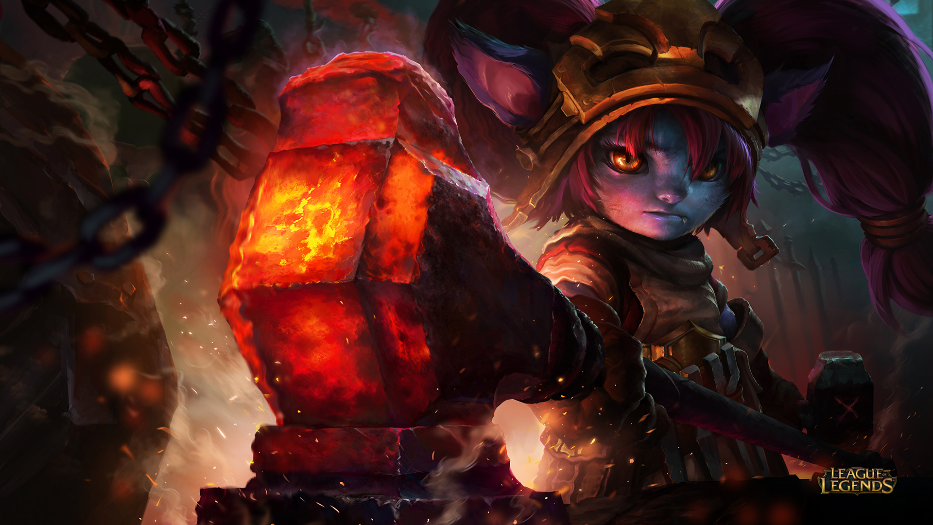 Poppy from League of Legends with a hammer HD Wallpaper