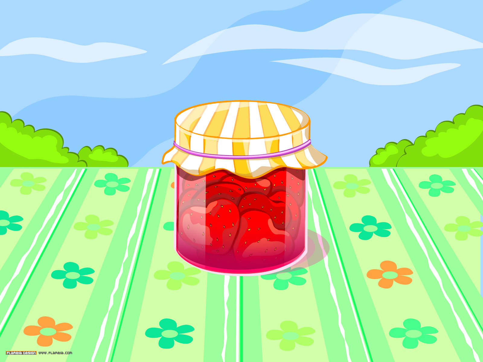Jar of Strawberry Jam on a Table HD Wallpaper