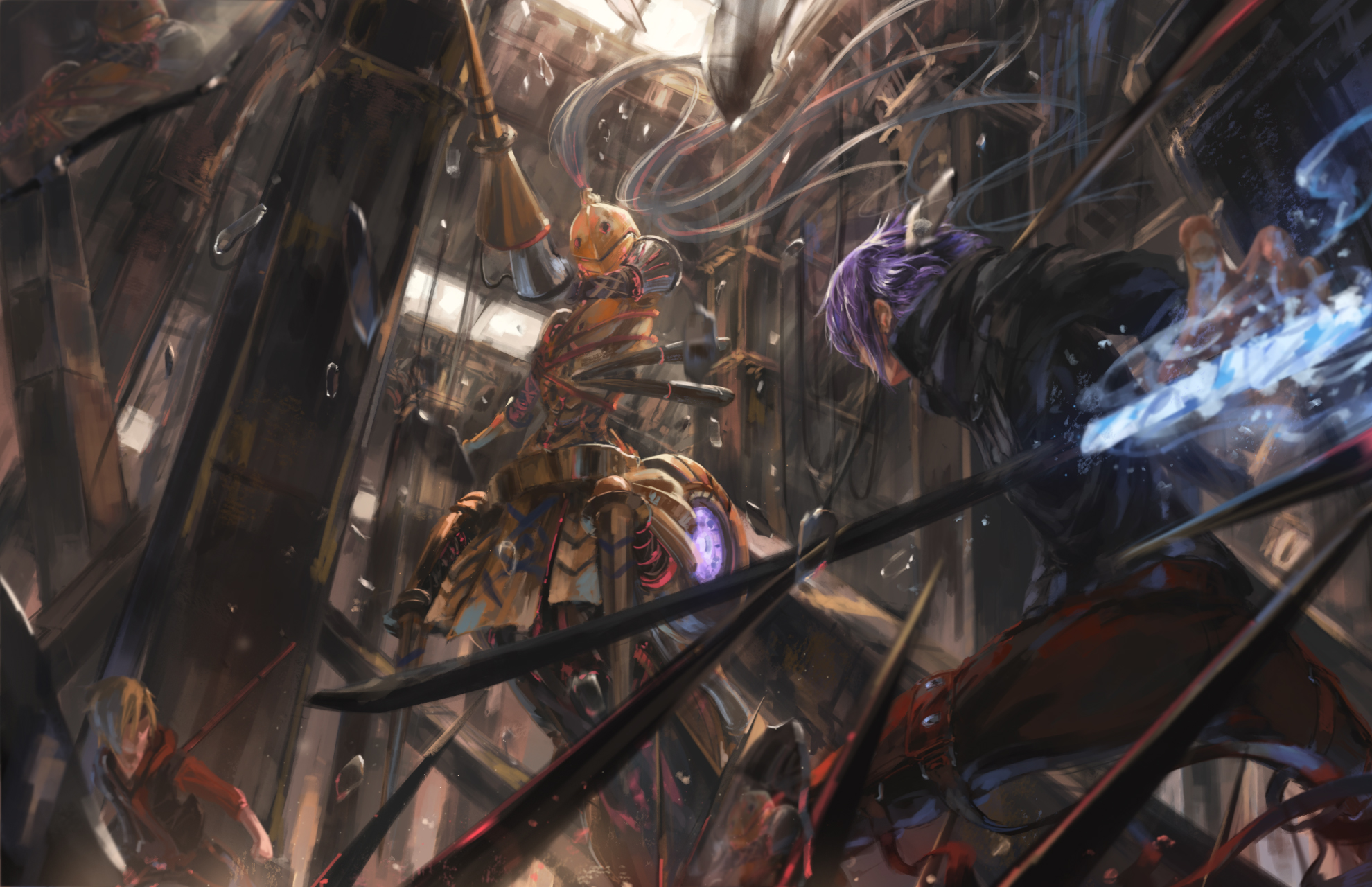 Re:Creators: Meteora, Sota, and Mamika in battle HD Wallpaper