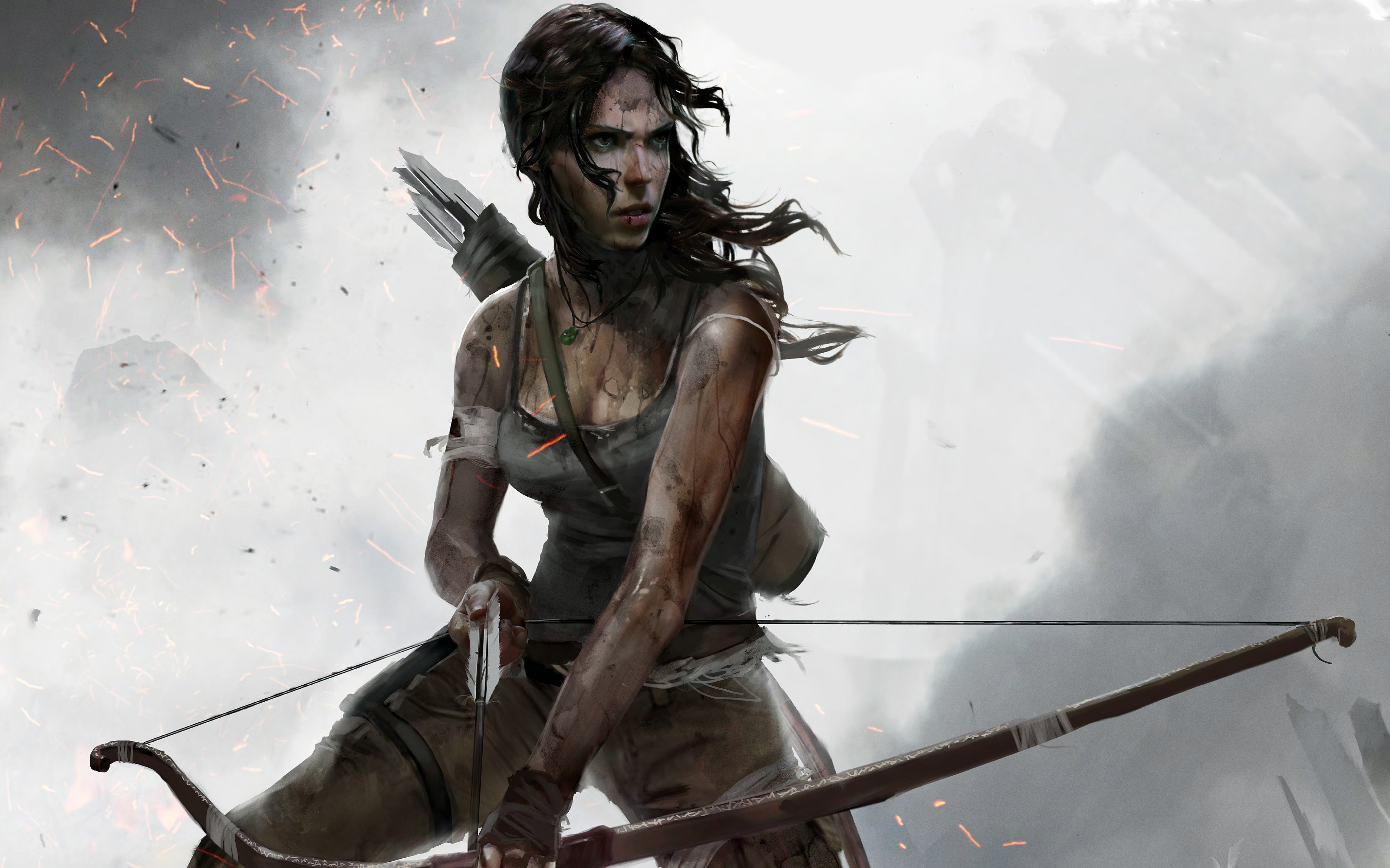 Lara Croft with bow and arrow HD Wallpaper