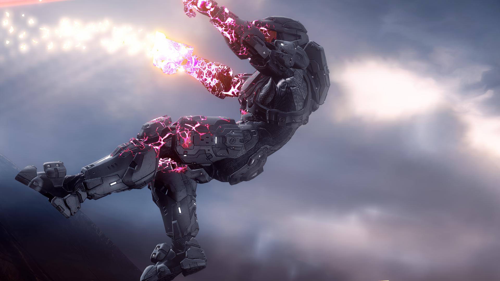 Spartan soldier with pink energy effects HD Wallpaper