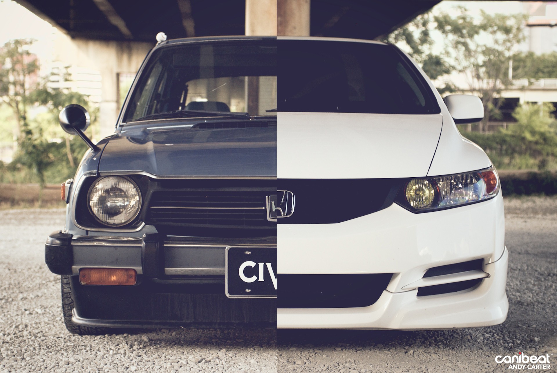 Split image of old and new Honda Civic cars HD Wallpaper