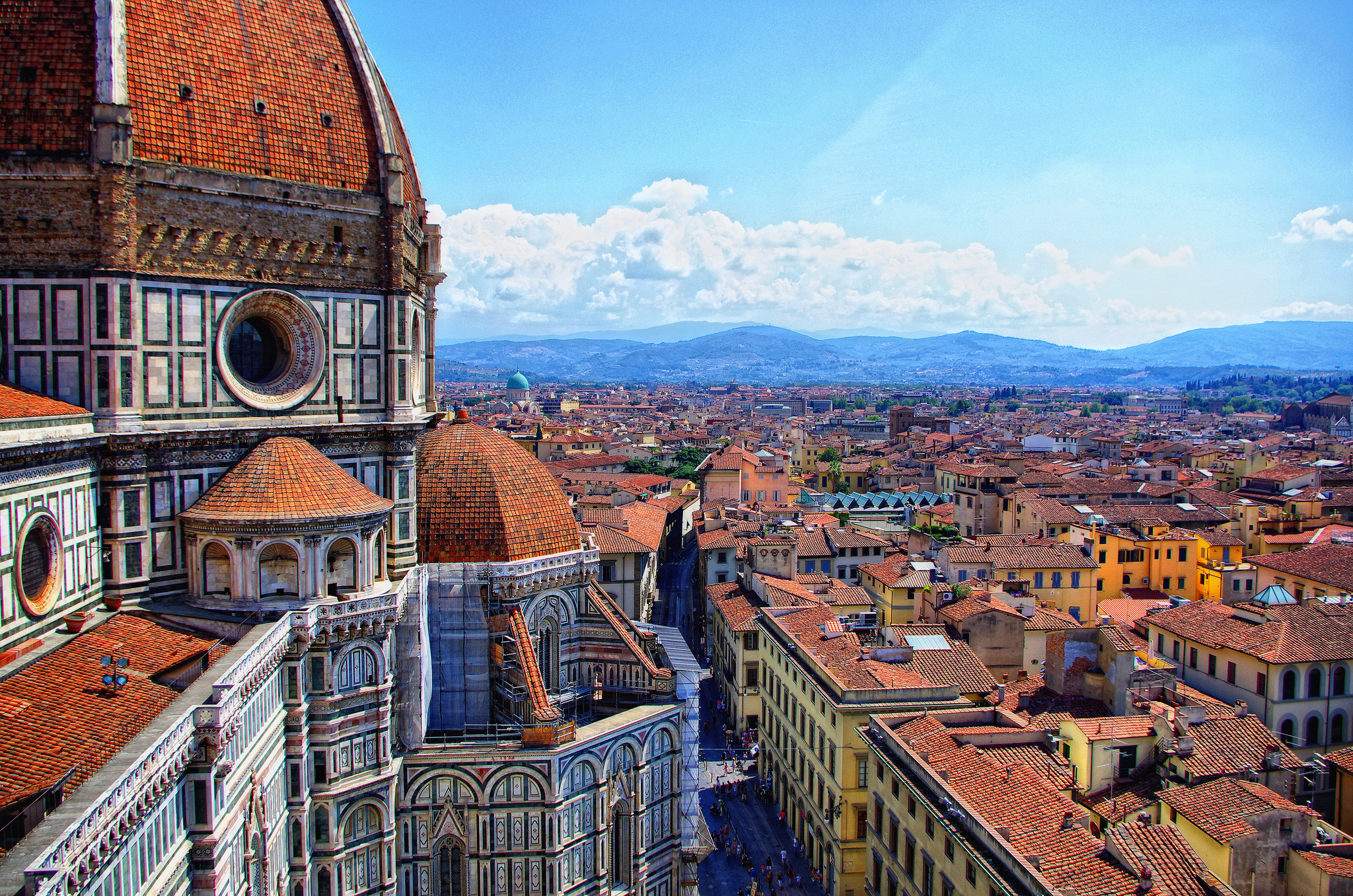 Florence cityscape with Duomo and mountains HD Wallpaper