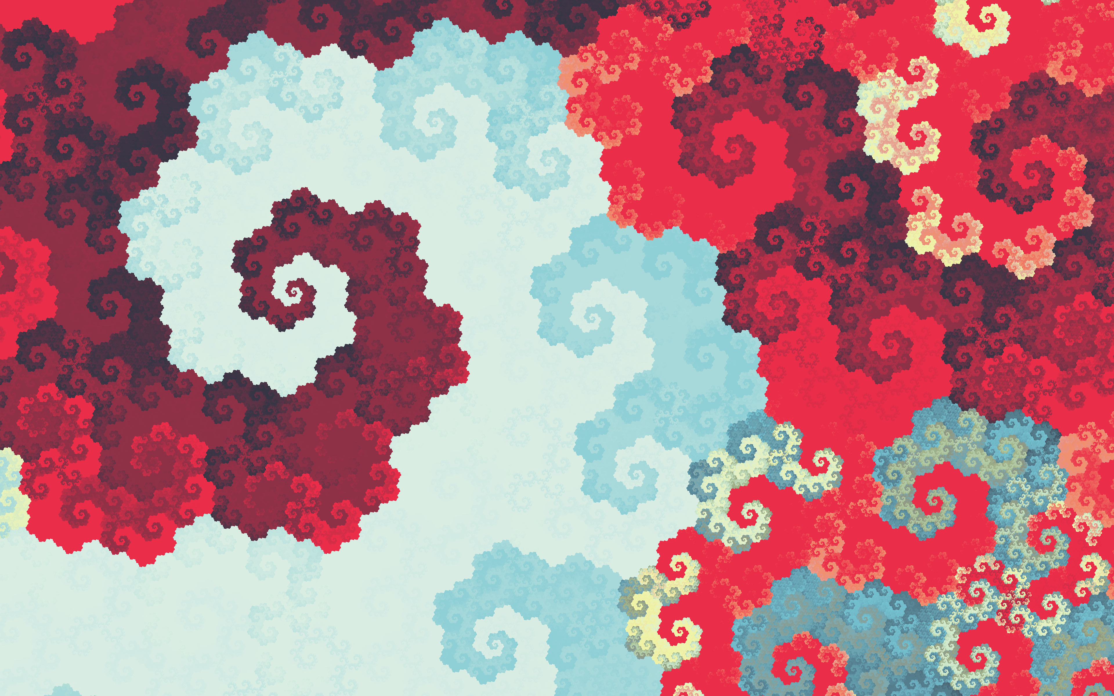 Abstract Fractal Pattern in Red, Blue, and Yellow HD Wallpaper