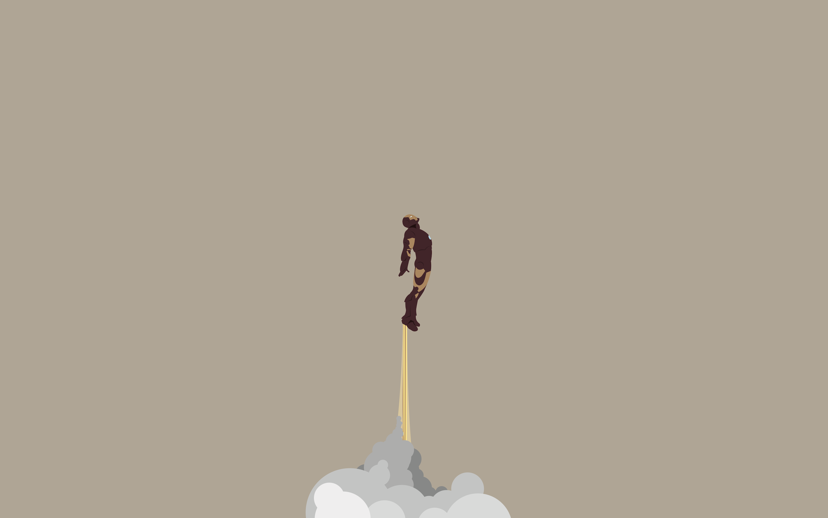 Iron Man flying with smoke and light HD Wallpaper