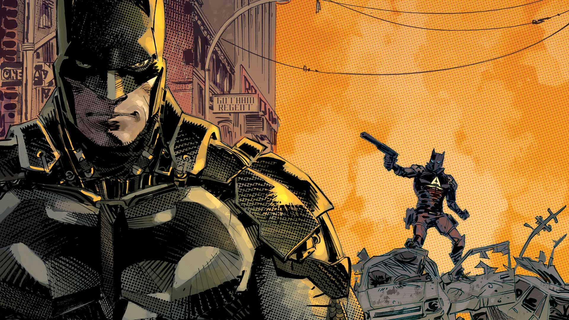 Batman and Azrael in Gotham City HD Wallpaper