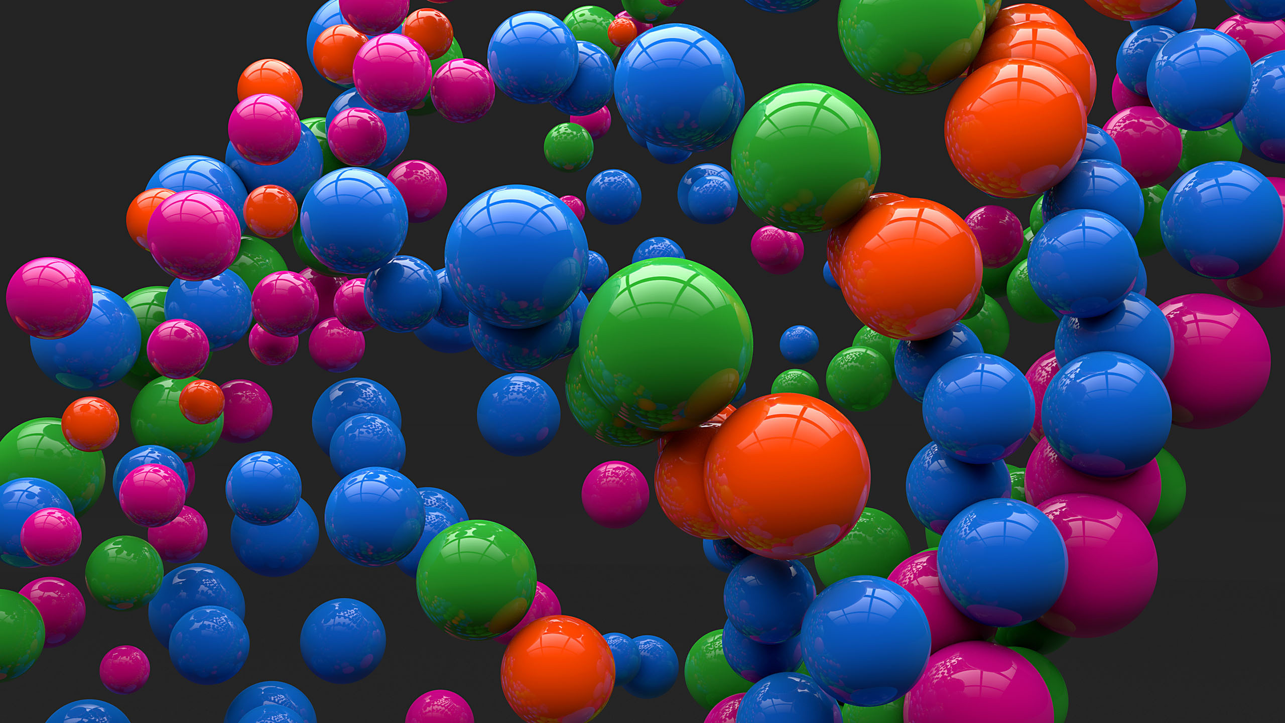 Abstract colorful spheres on a dark background HD Wallpaper