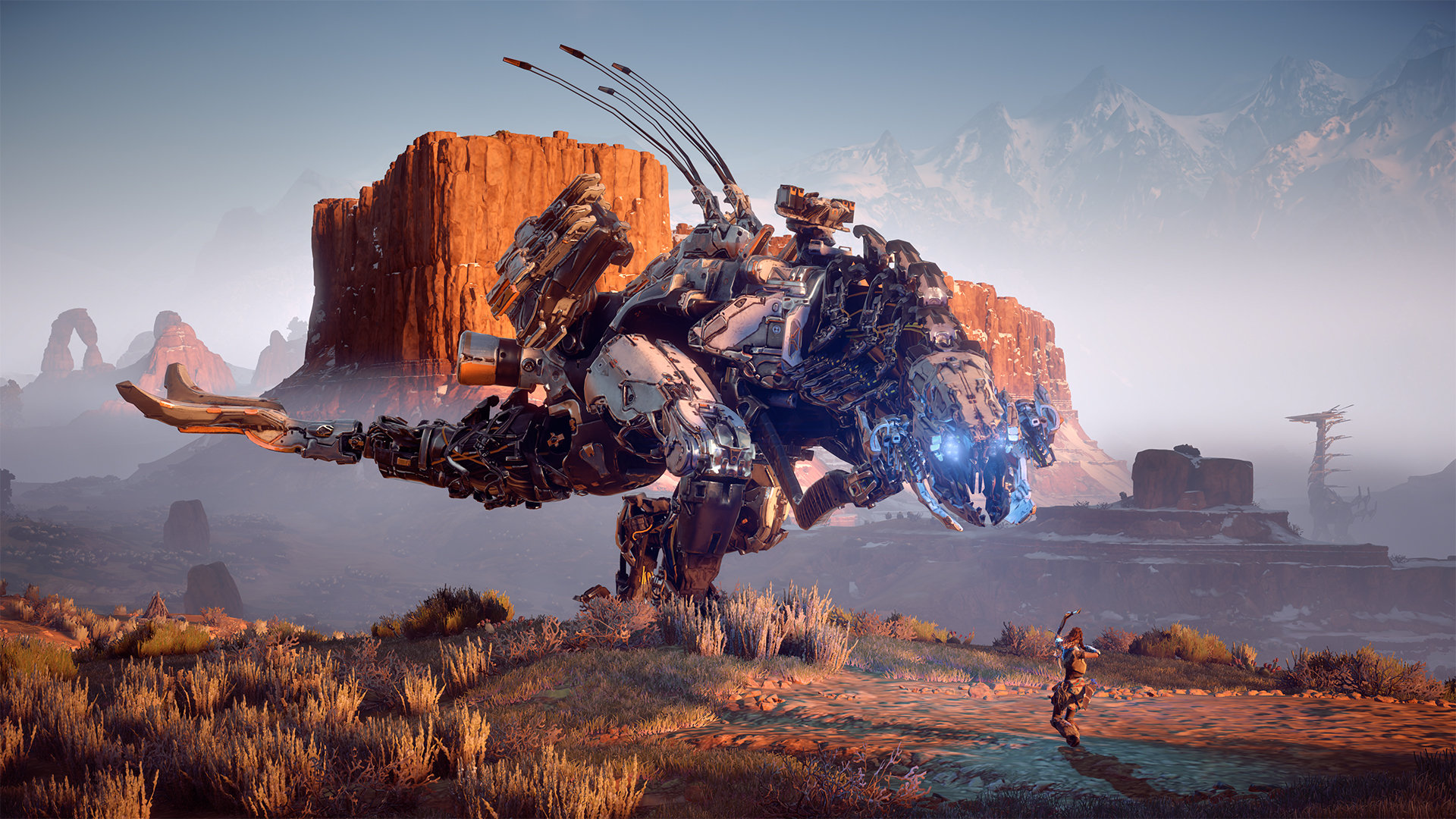 Aloy and Thunderjaw from Horizon Zero Dawn HD Wallpaper