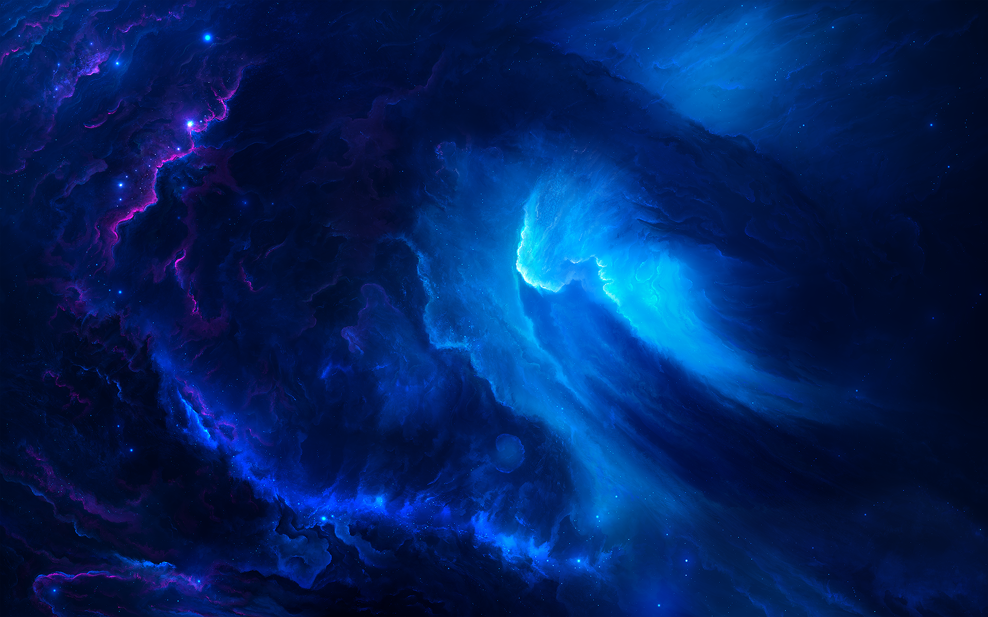 Blue Nebula with Stars and Cosmic Clouds HD Wallpaper